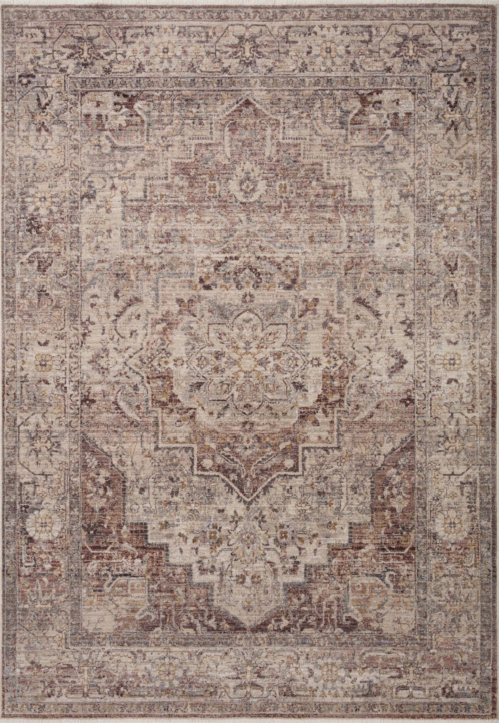 front view of Lyra Berry / Stone luxury Rug