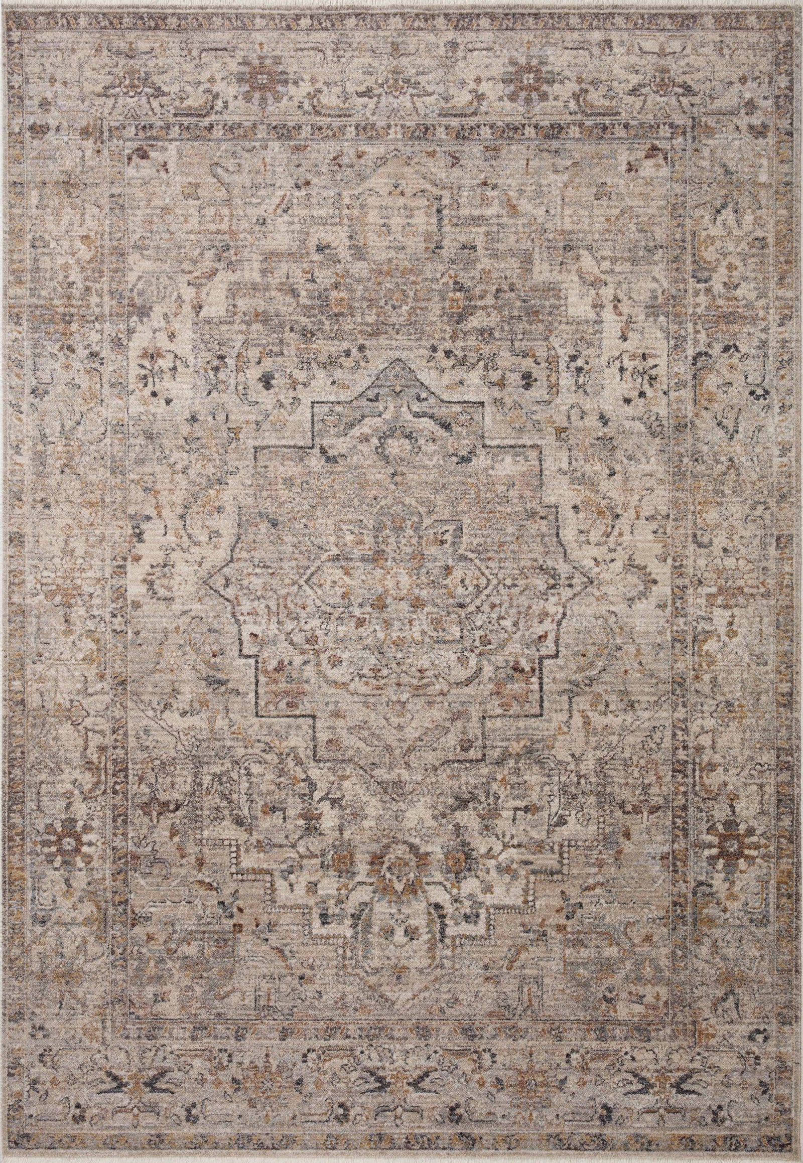 front view of Lyra Natural / Gold luxury Rug