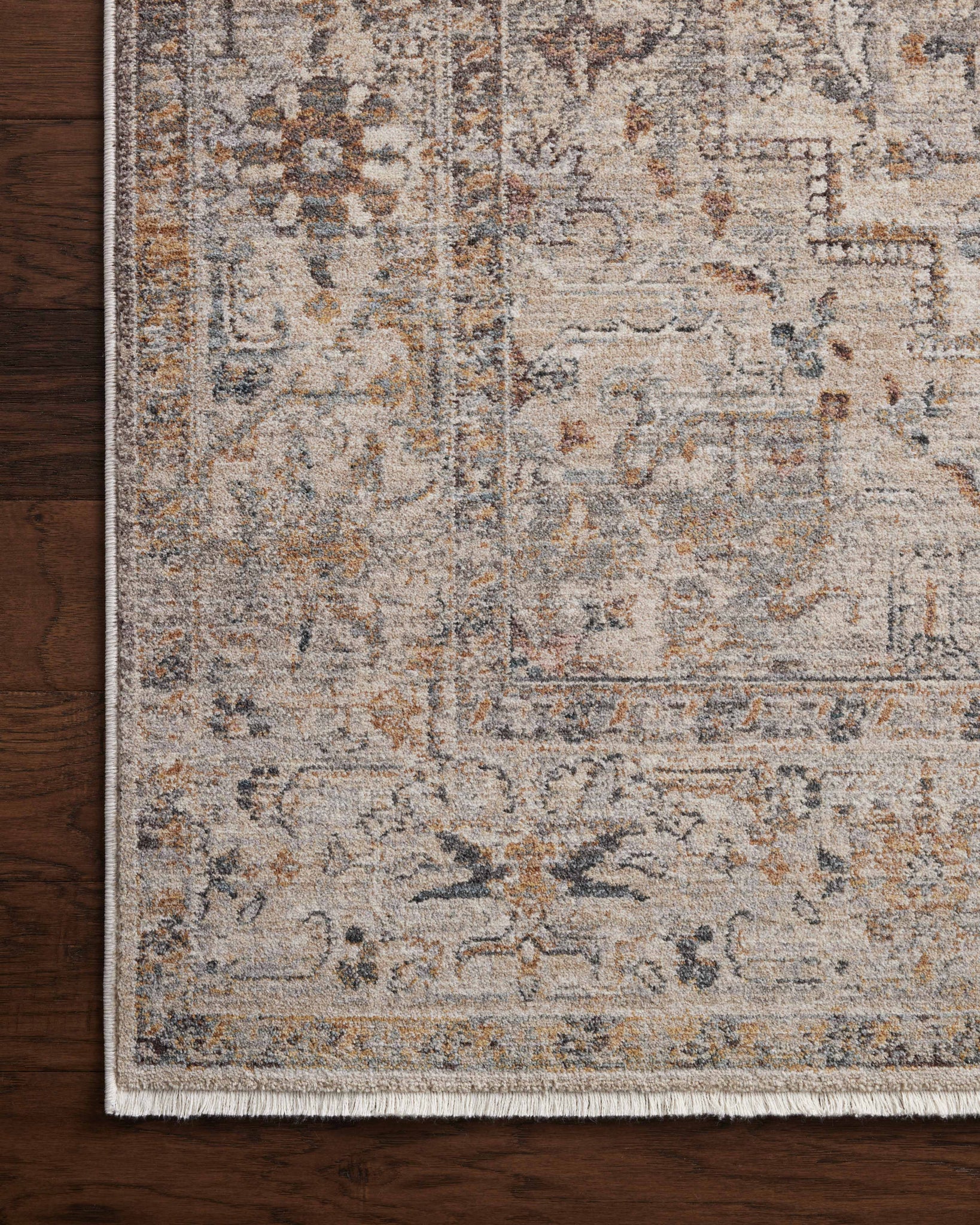 side view of Lyra Natural / Gold luxury Rug