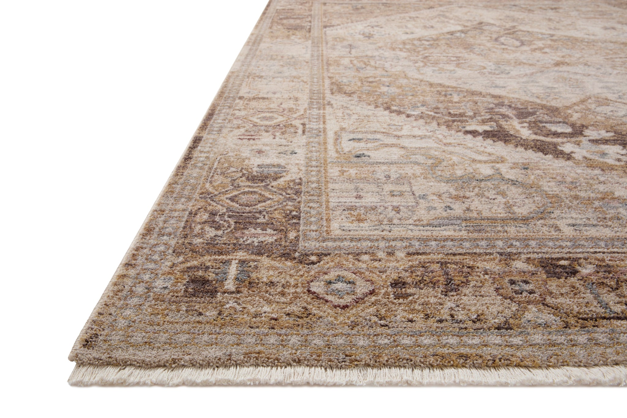 side view of Lyra Natural / Mocha luxury Rug