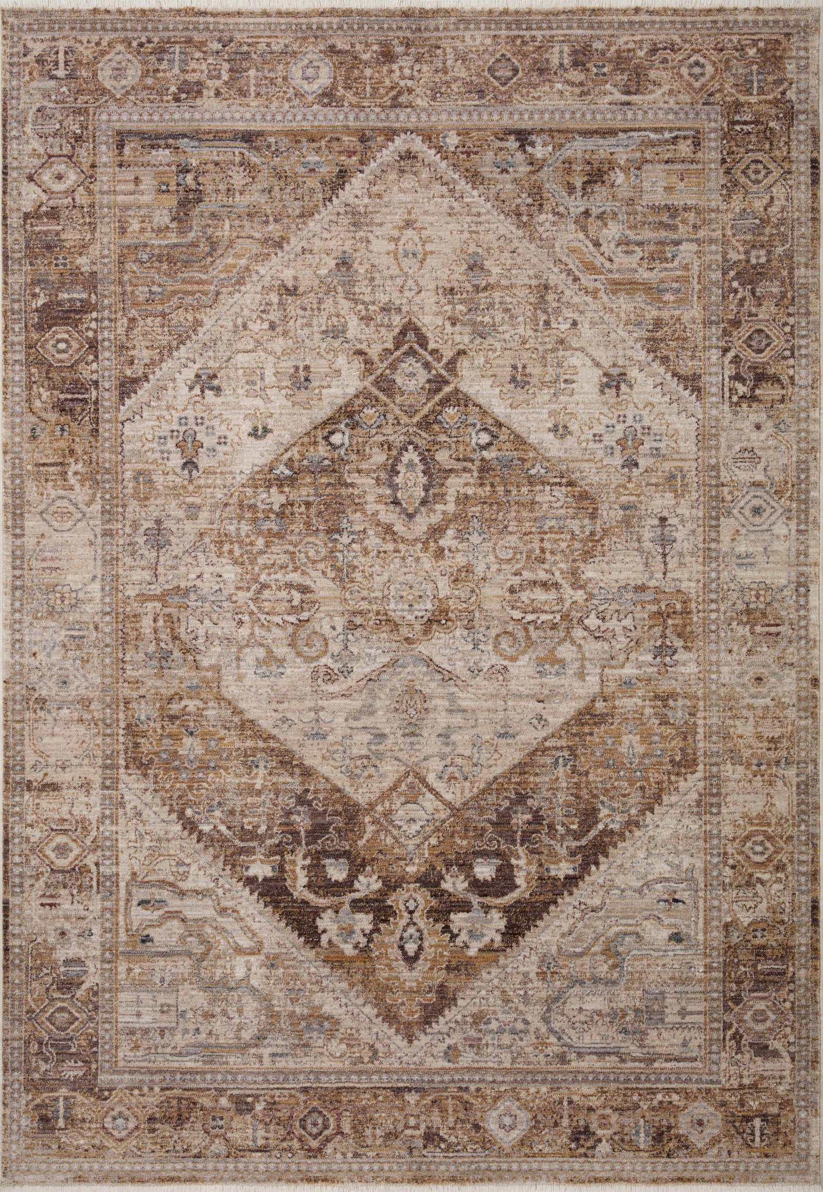 front view of Lyra Natural / Mocha luxury Rug