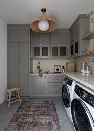 Lisbon Pendant 29" styled in a bright kitchen for warm, layered light at Laurie Yapp Home.