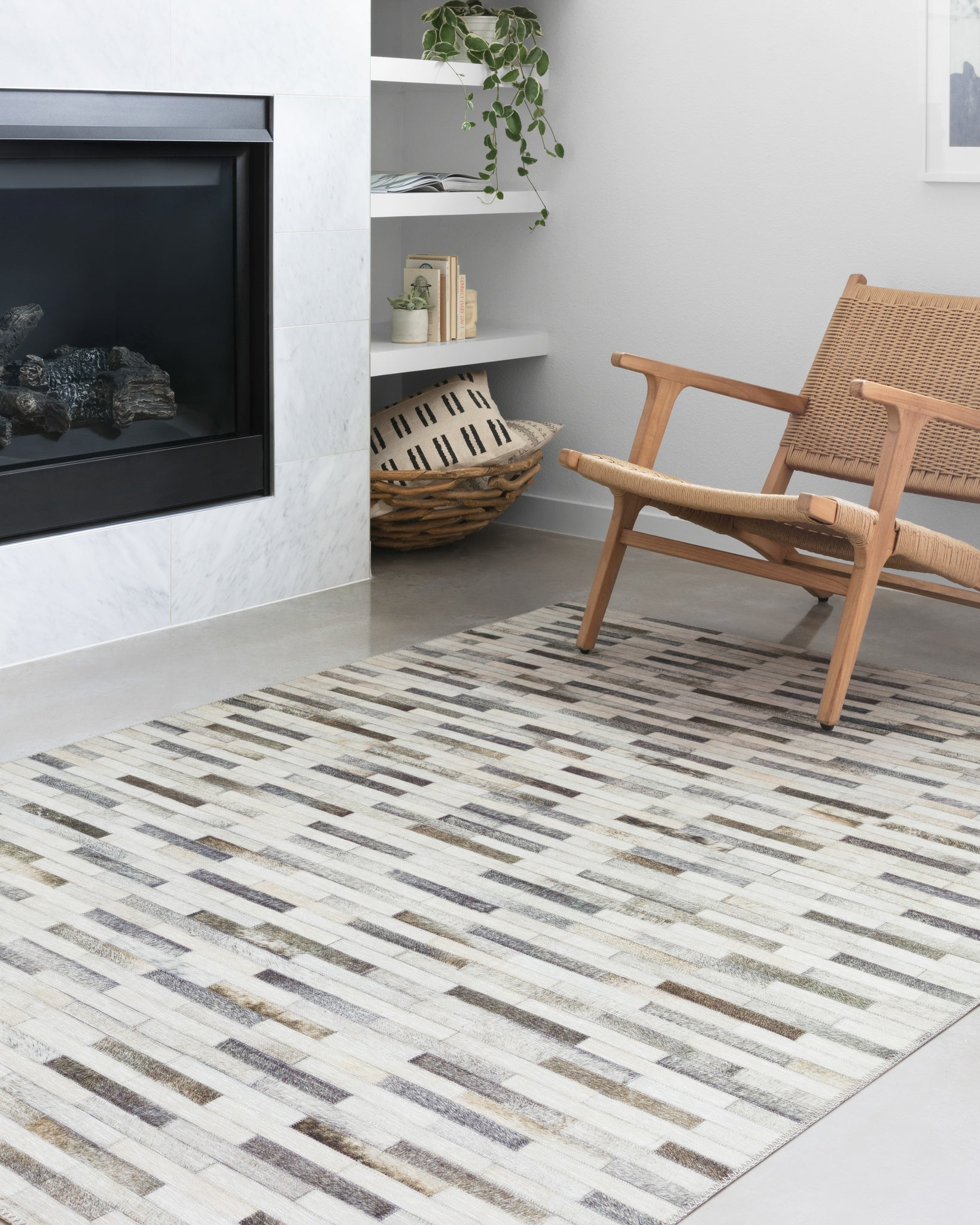 angle view of Maddox Ivory / Grey luxury Rug