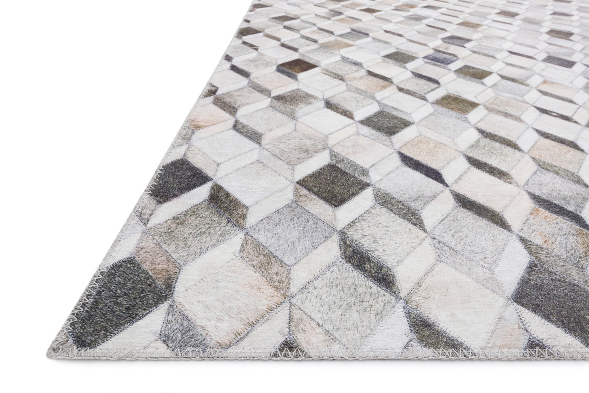 side view of Maddox Grey / Mocha luxury Rug