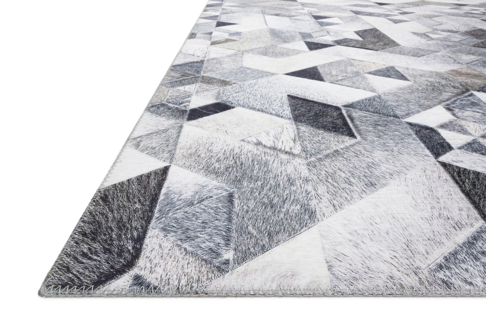 side view of Maddox Grey / Ivory luxury Rug