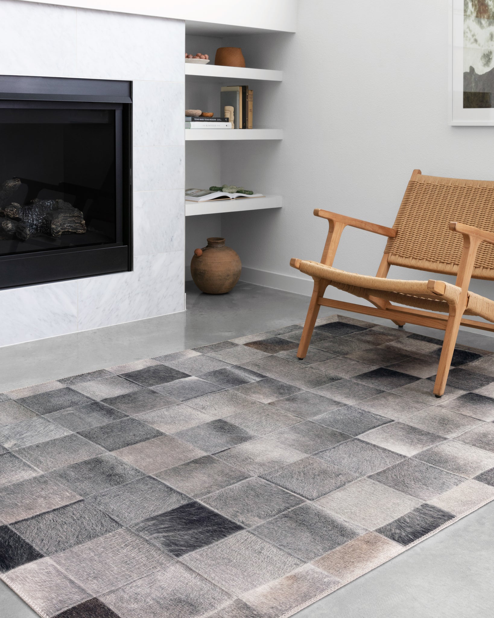 angle view of Maddox Charcoal / Grey luxury Rug
