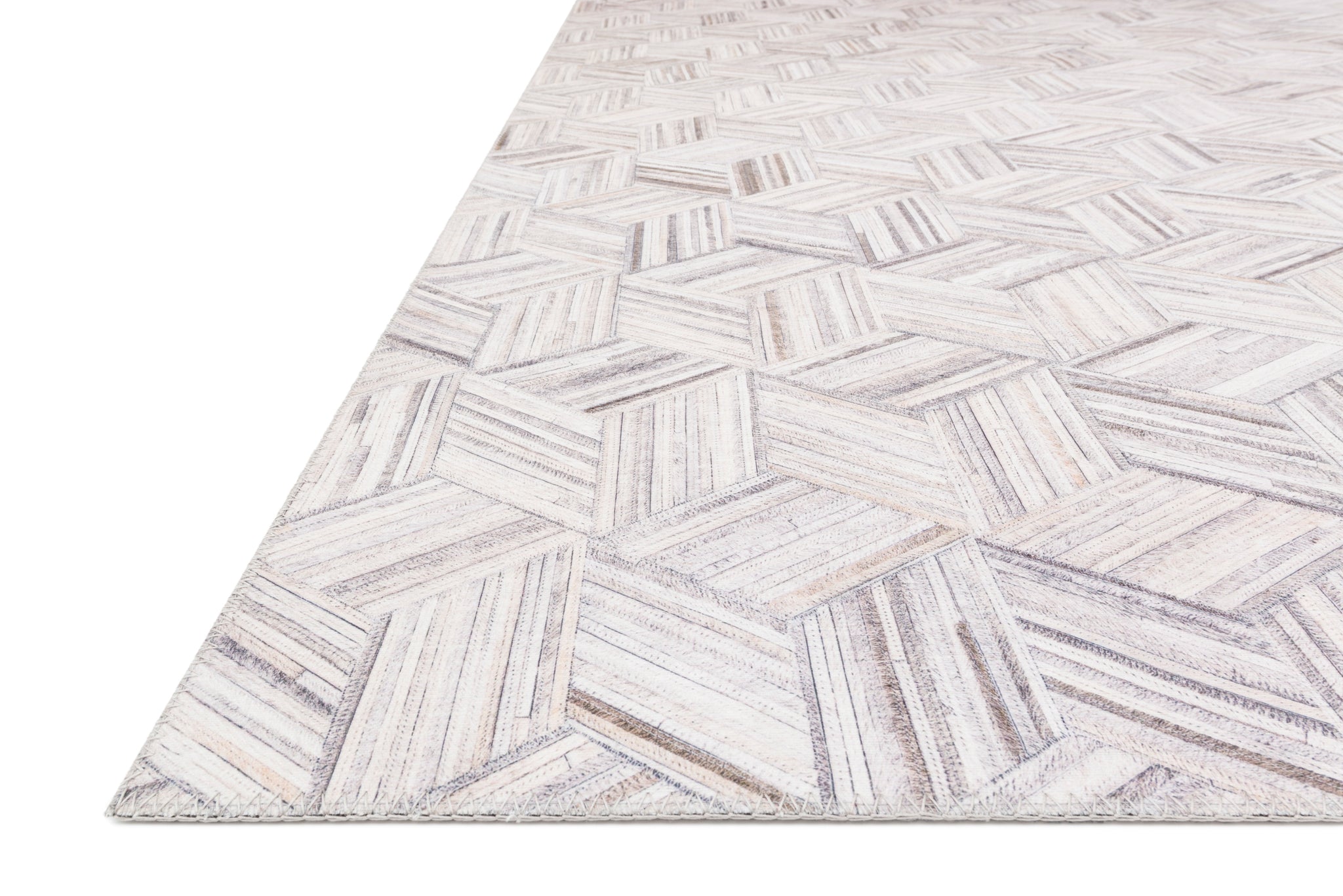 side view of Maddox Lt Grey / Ivory luxury Rug