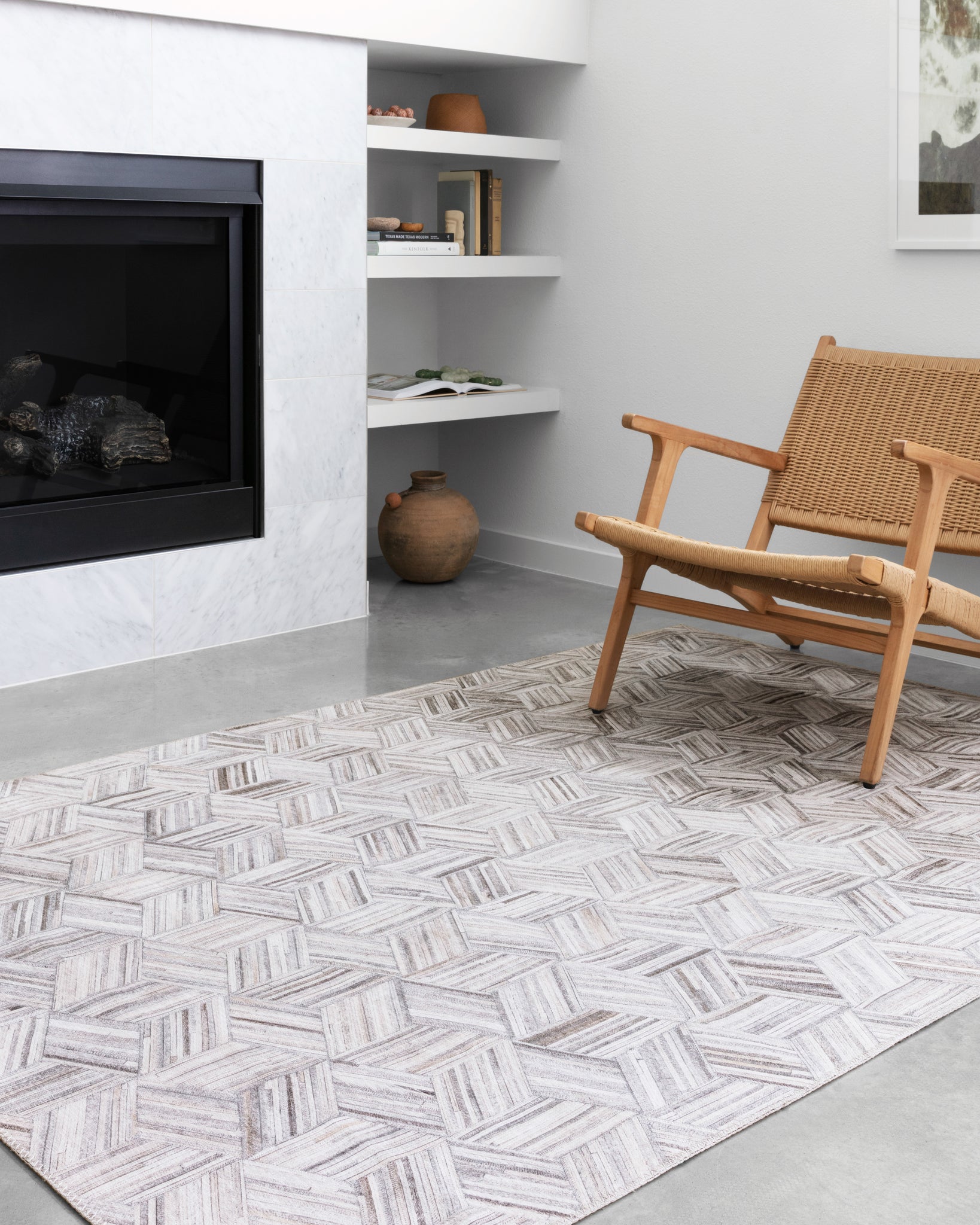 angle view of Maddox Lt Grey / Ivory luxury Rug