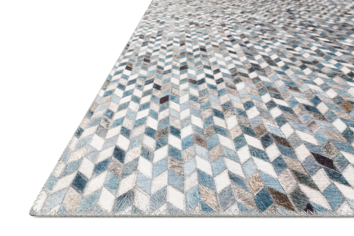 front view of Maddox Ocean / Grey luxury Rug