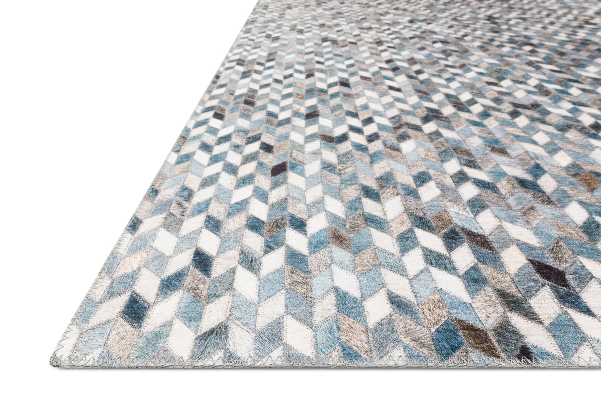 front view of Maddox Ocean / Grey luxury Rug