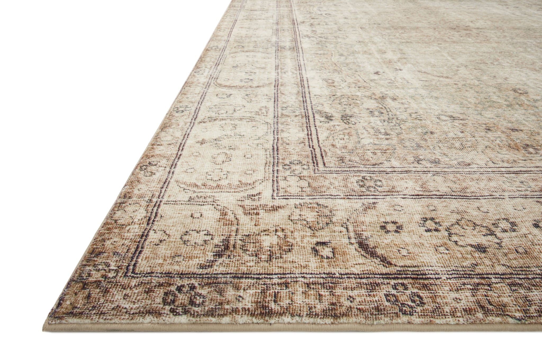side view of Margot Antique / Sage luxury Rug