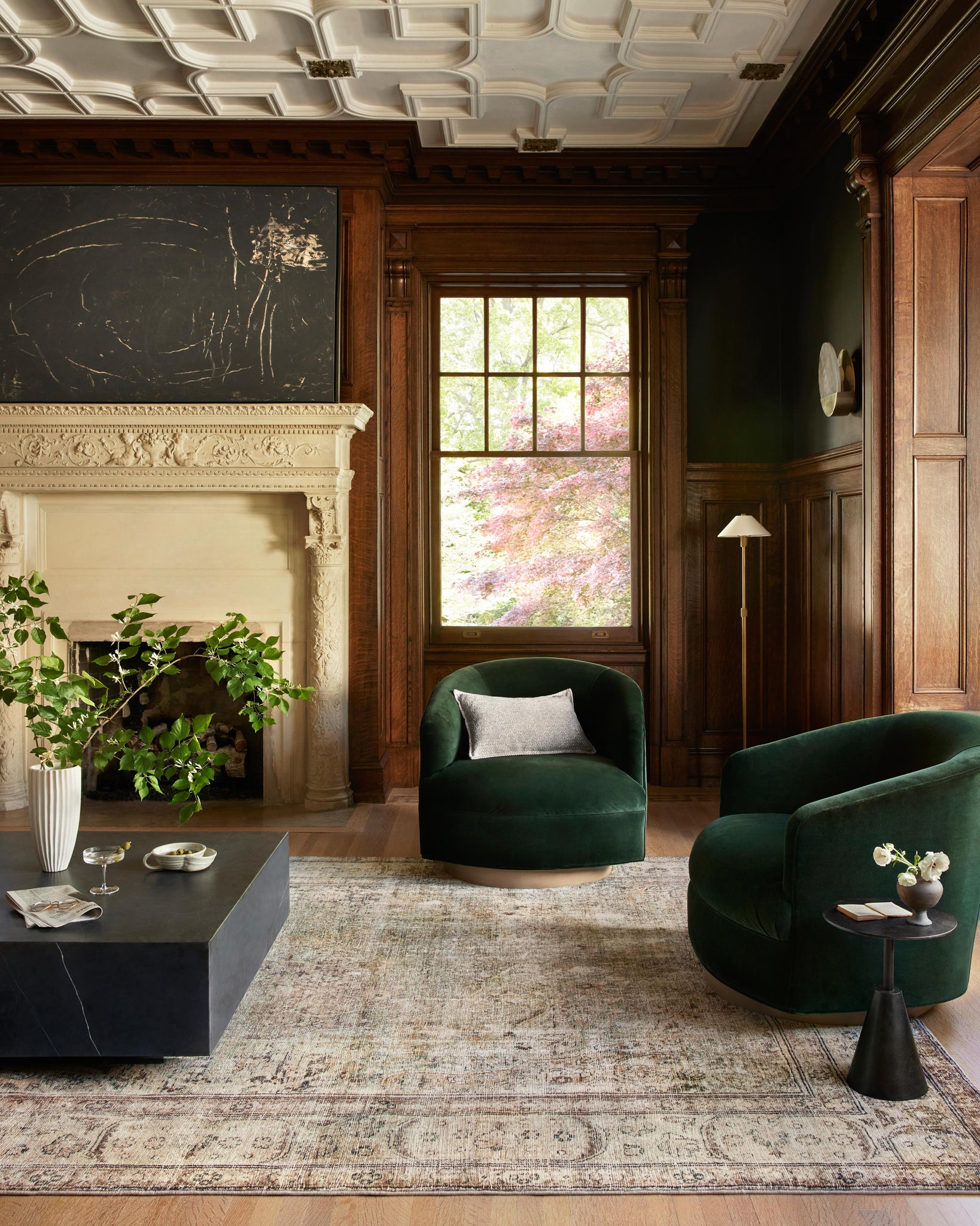 angle view of Margot Antique / Sage luxury Rug