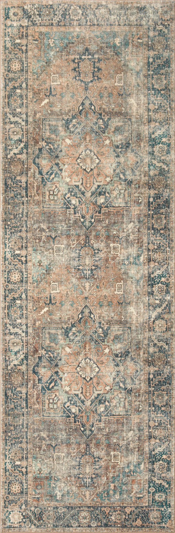 detail view of Margot Terracotta / Lagoon luxury Rug