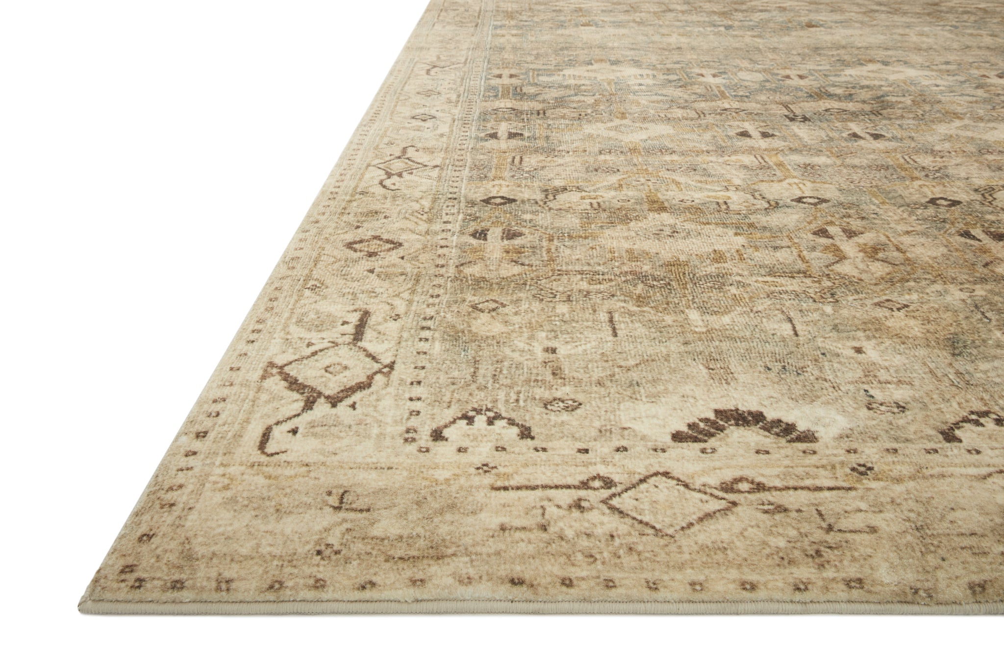 side view of Margot Antique / Sage luxury Rug