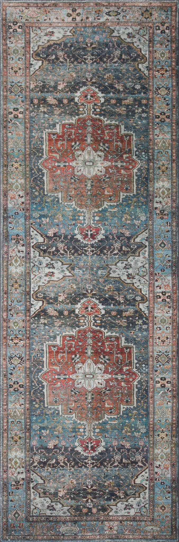 detail view of Margot Ocean / Brick luxury Rug