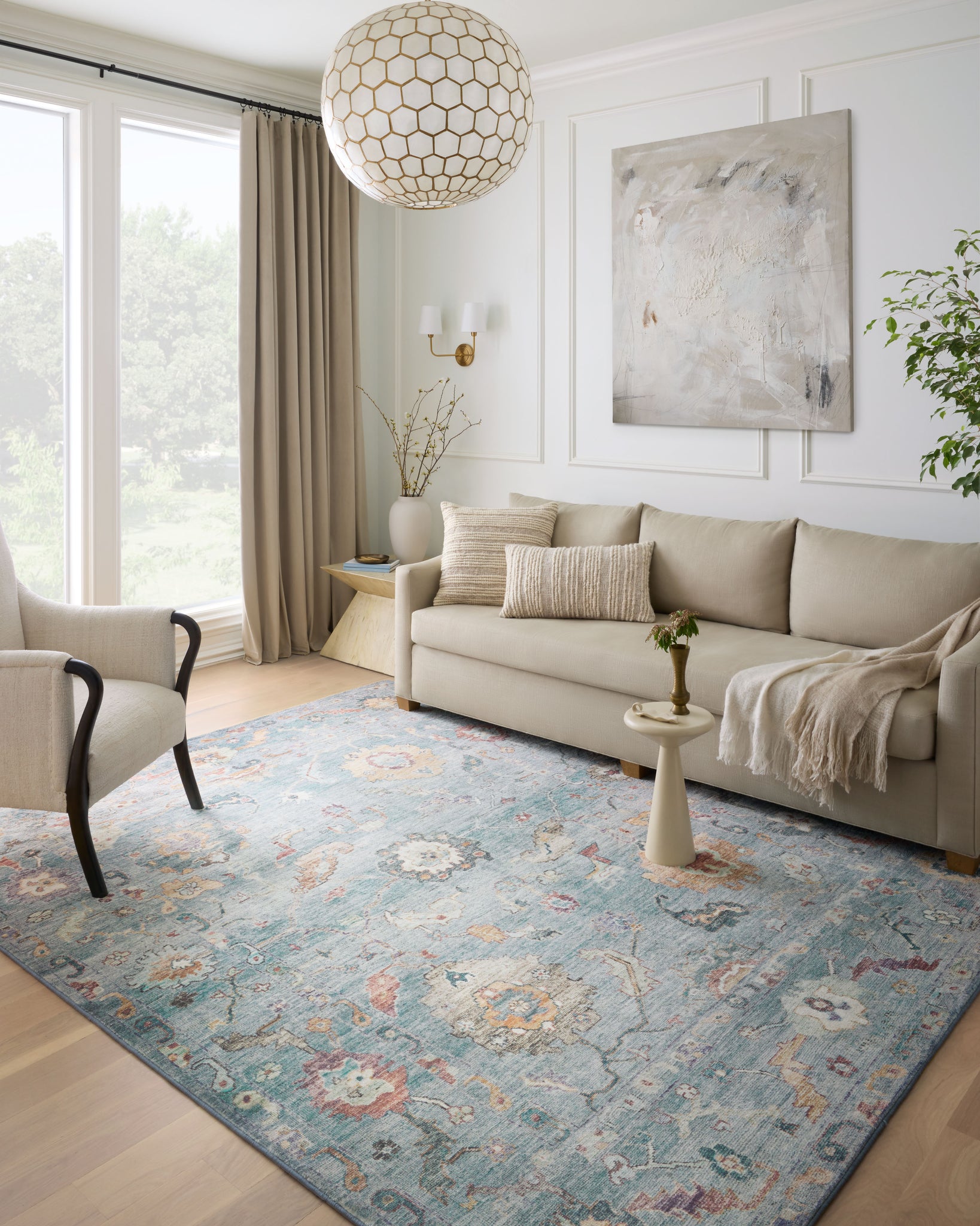 angle view of Margot Denim / Multi luxury Rug
