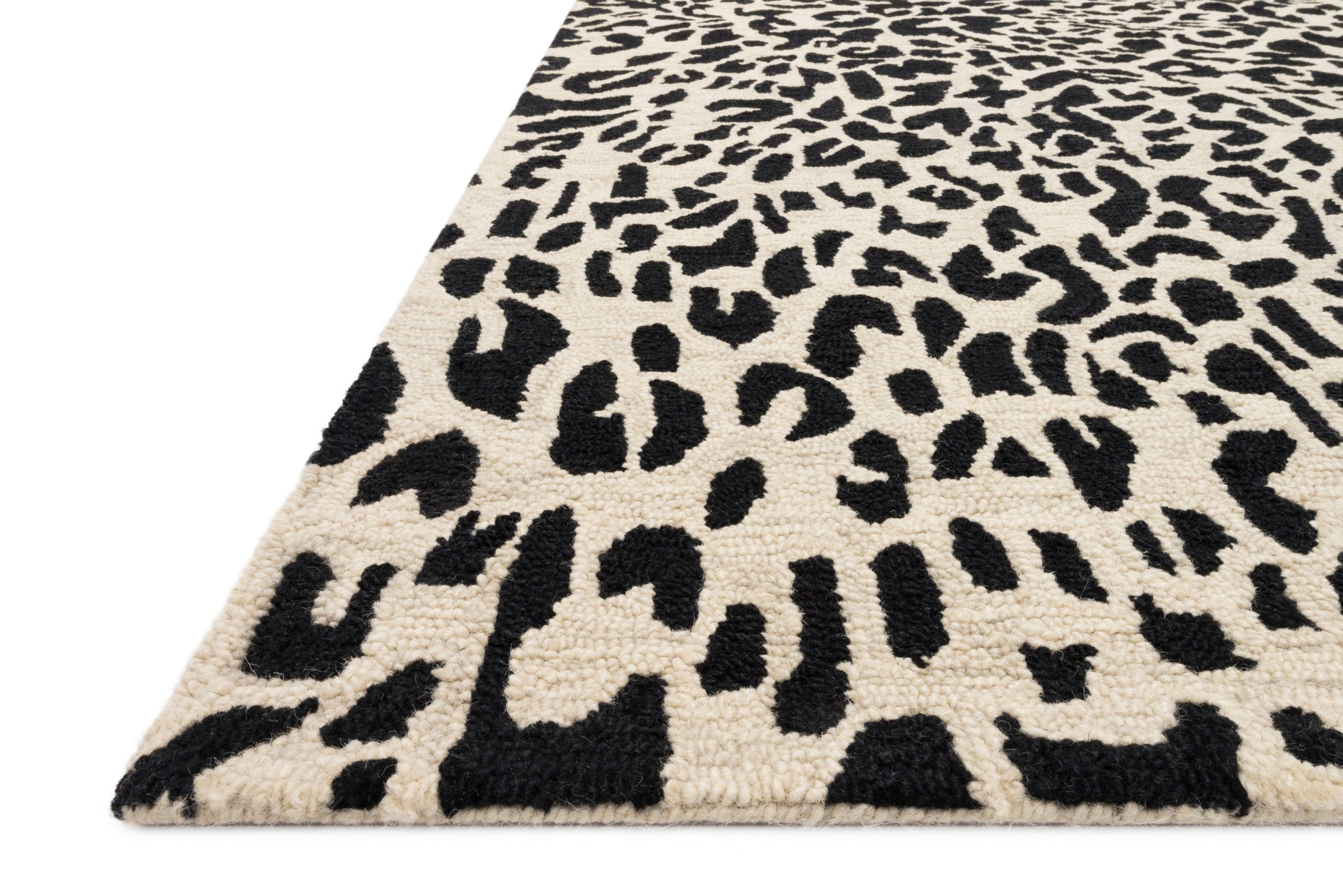 side view of Masai Black / Ivory luxury Rug