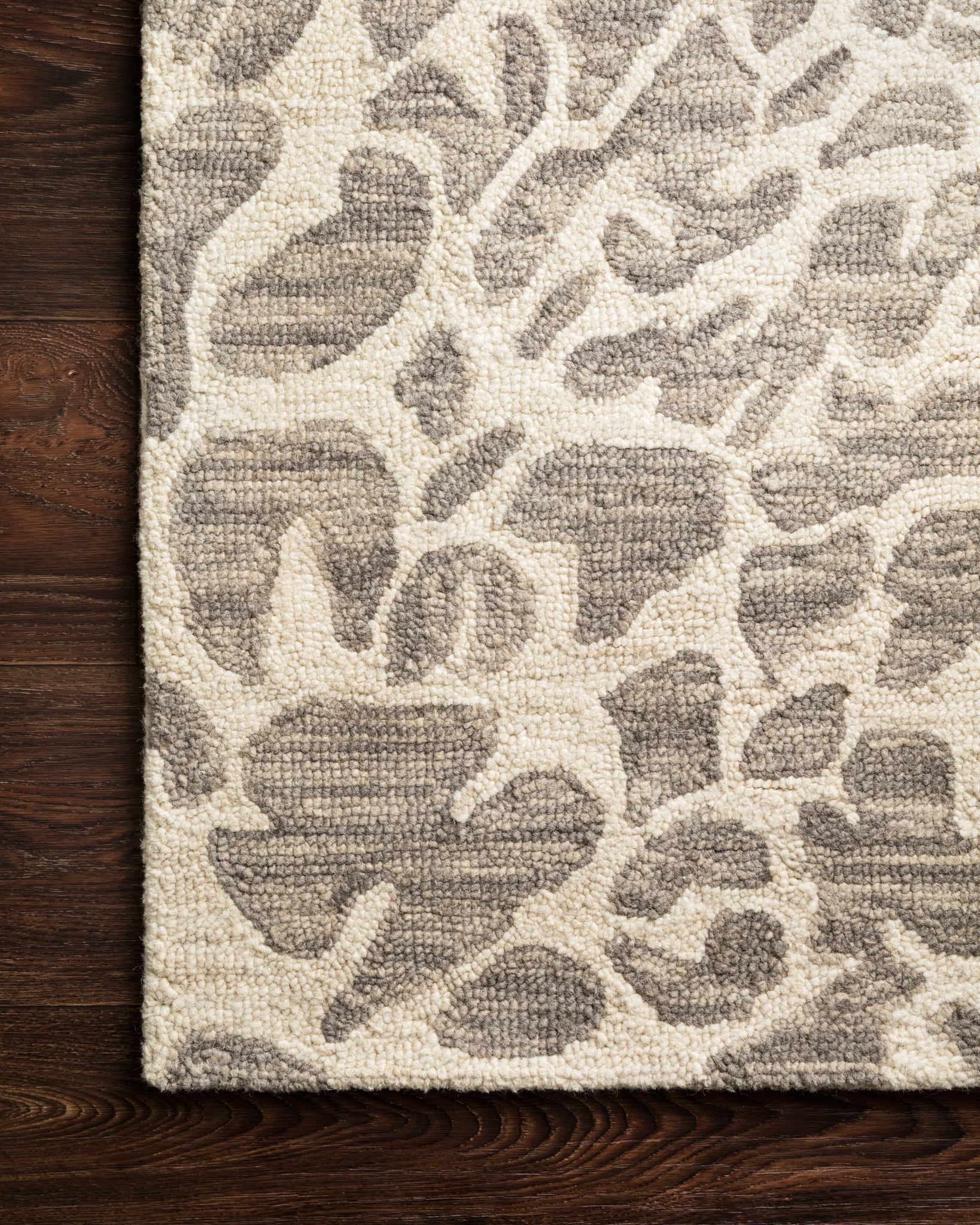 side view of Masai Grey / Ivory luxury Rug