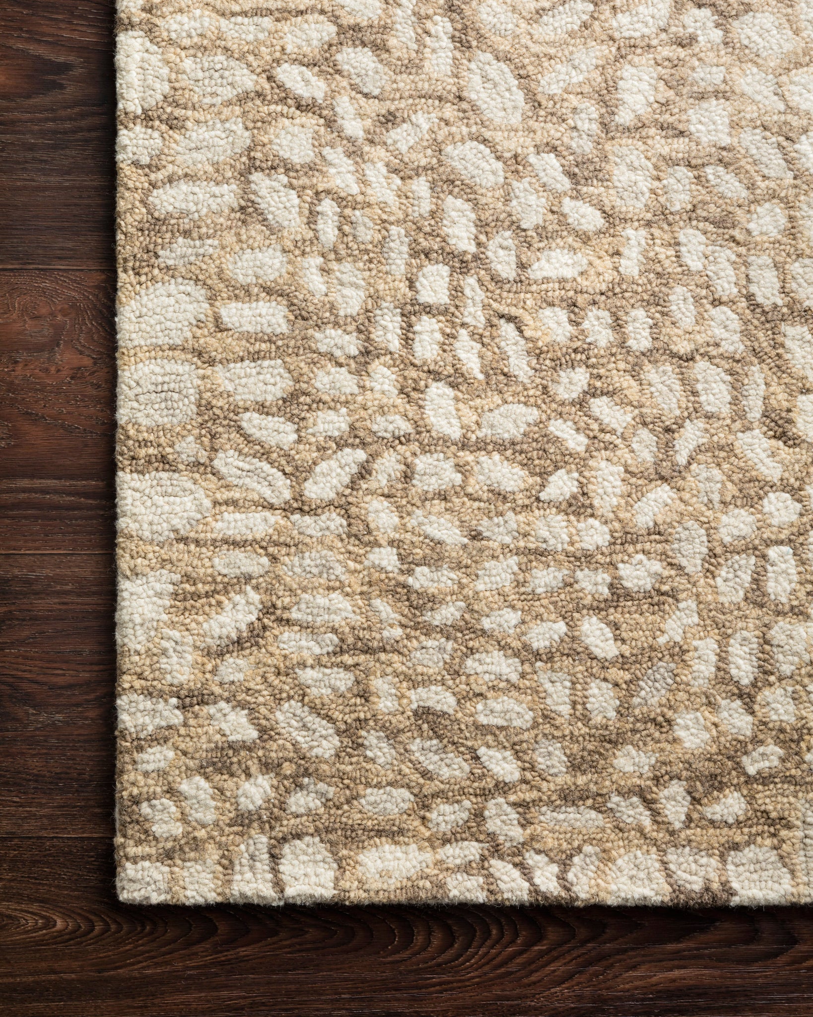 side view of Masai Neutral luxury Rug