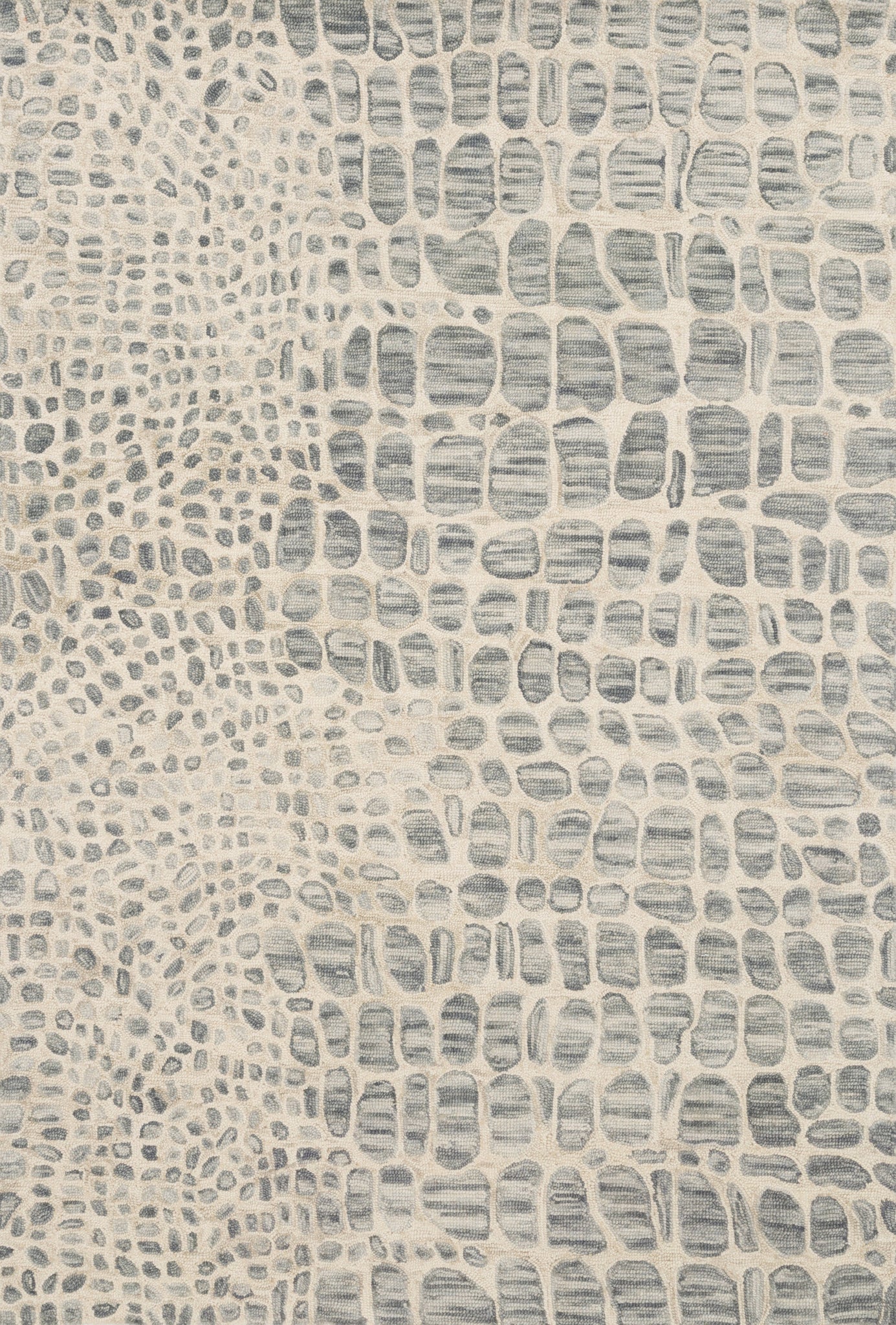 front view of Masai Silver Grey / Ivory luxury Rug