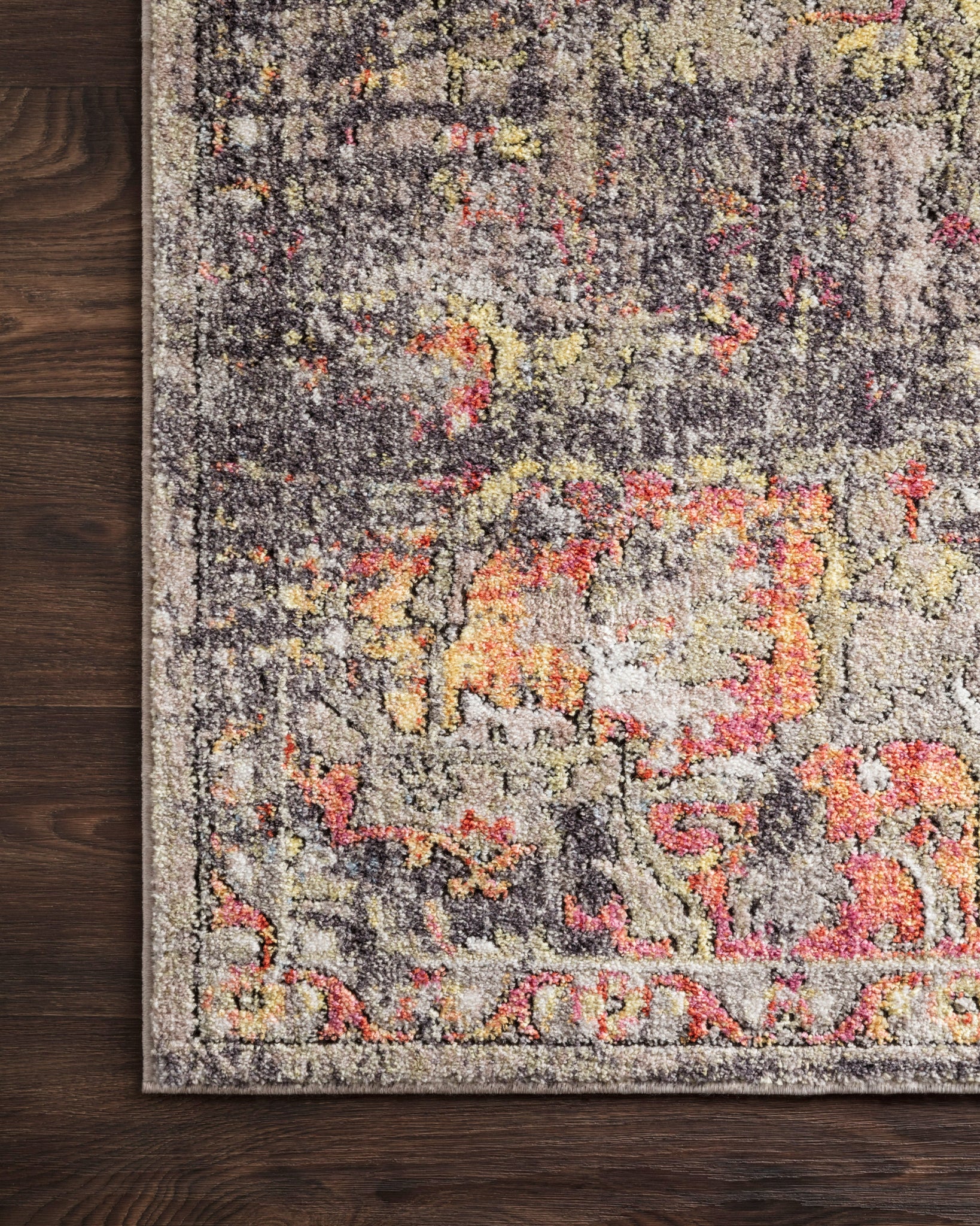 side view of Medusa Taupe / Sunset luxury Rug