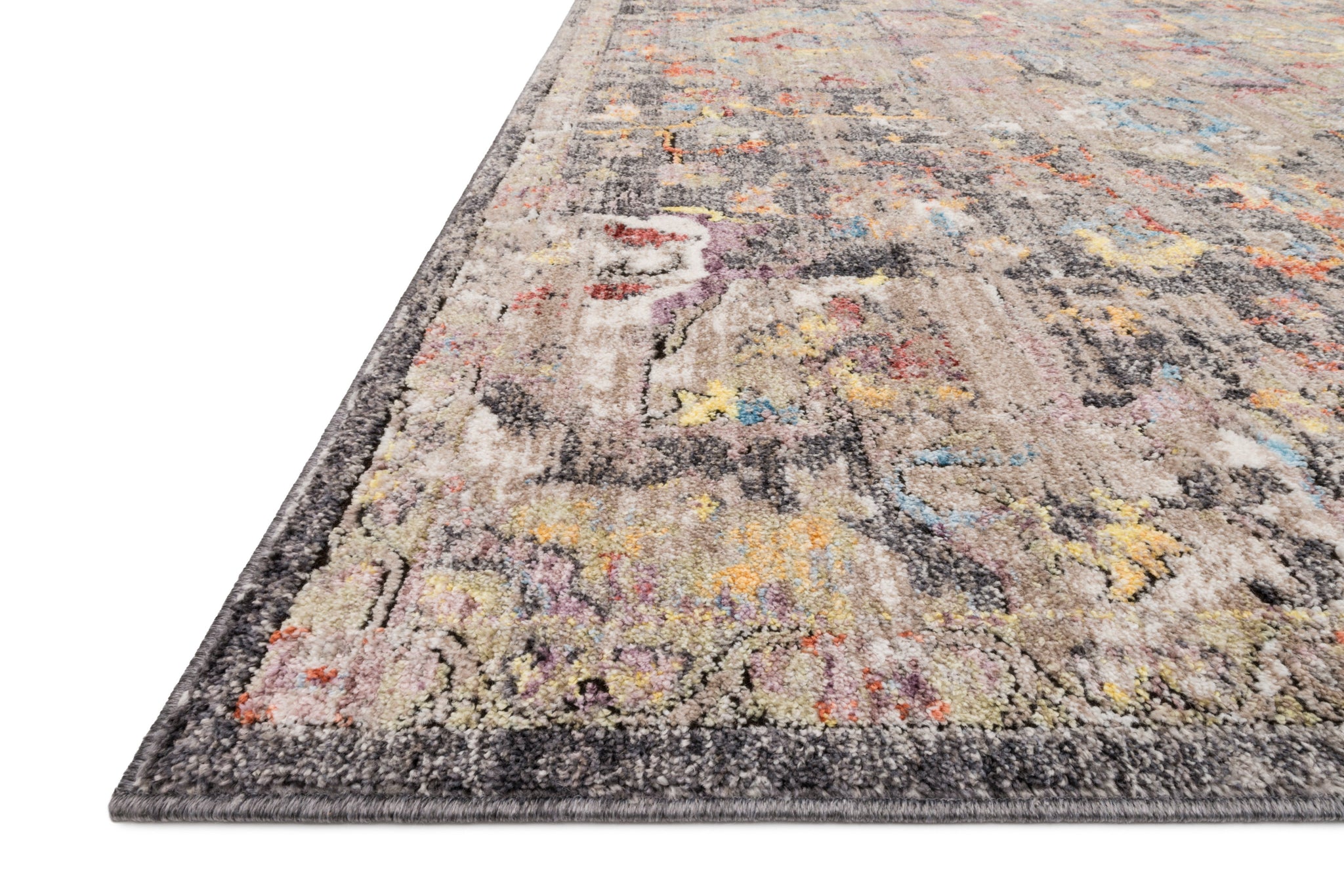 angle view of Medusa Charcoal / Fiesta luxury Rug