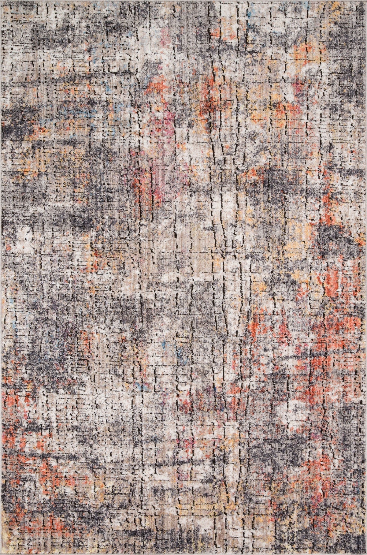 front view of Medusa Graphite / Sunset luxury Rug