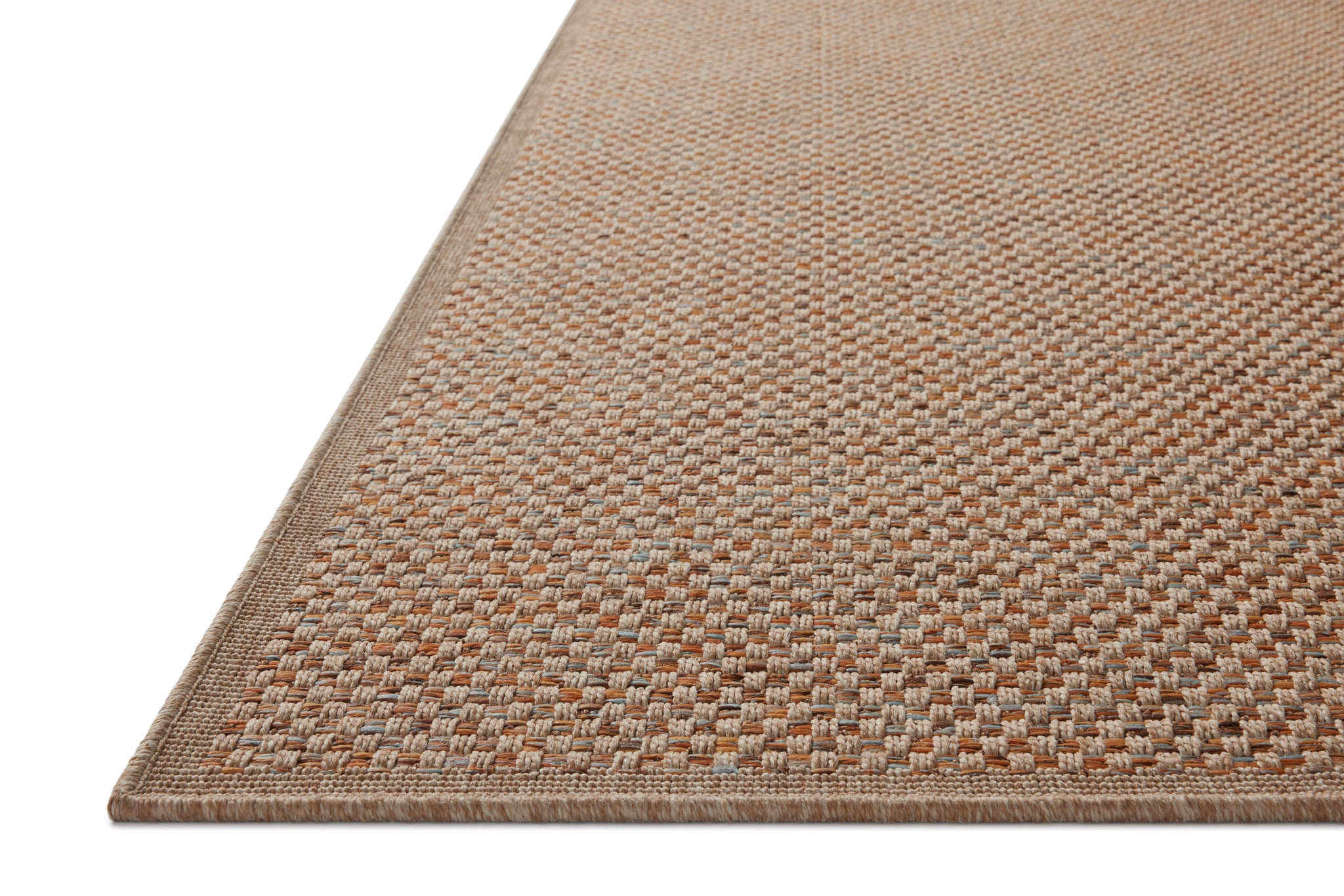 angle view of Merrick Oatmeal / Sunrise luxury Rug