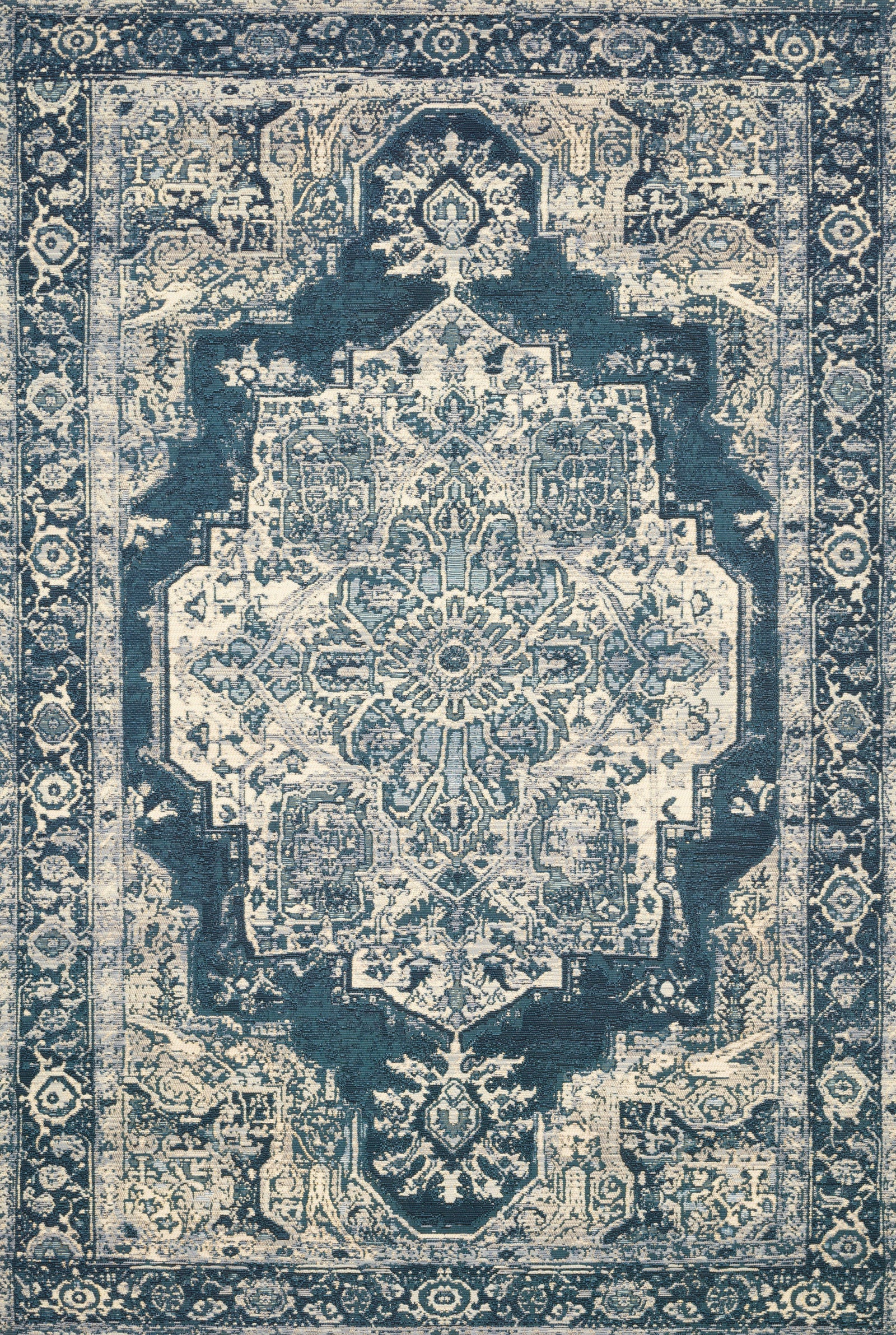 front view of Mika Dk Blue / Dk Blue luxury Rug