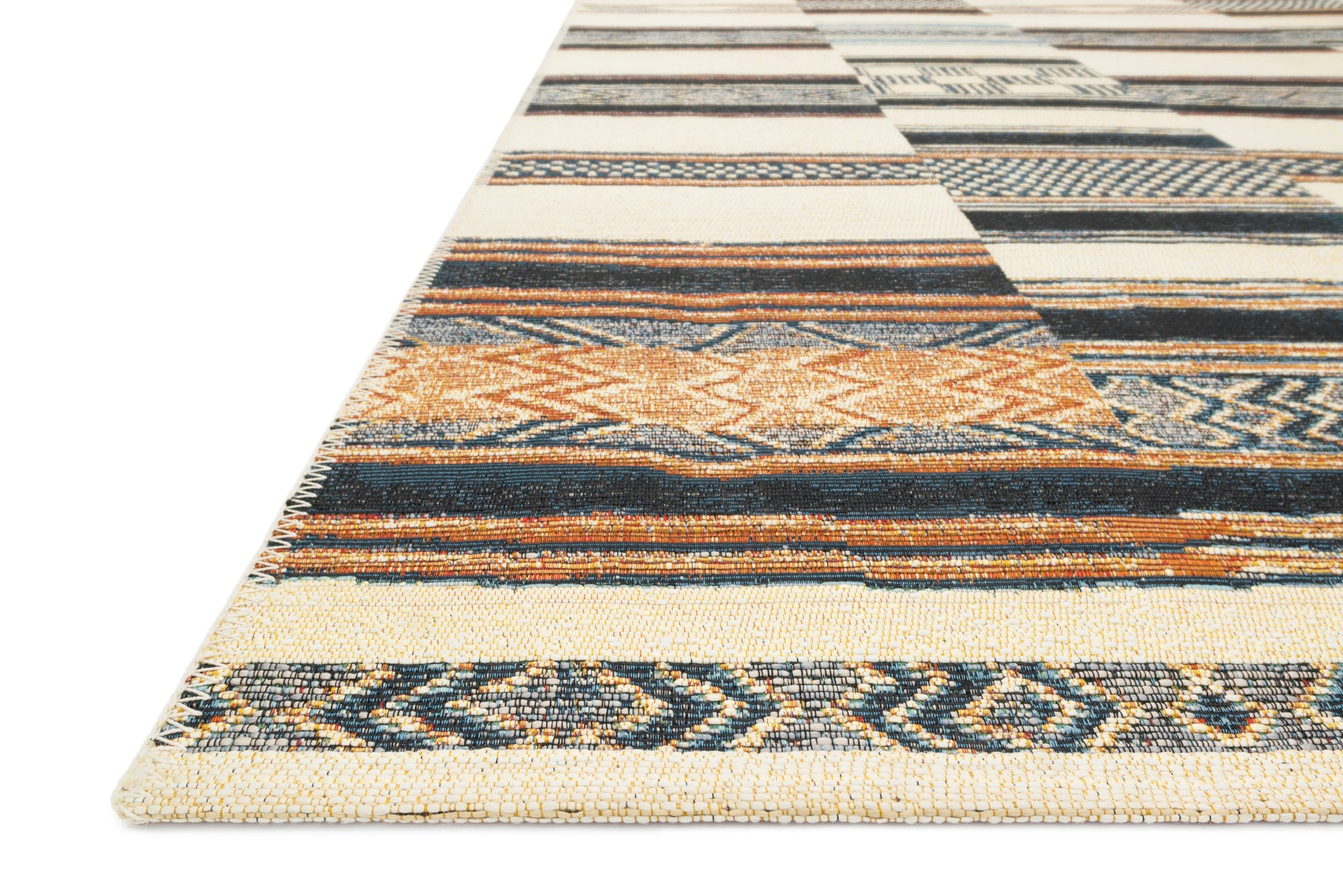 side view of Mika Ivory / Multi luxury Rug