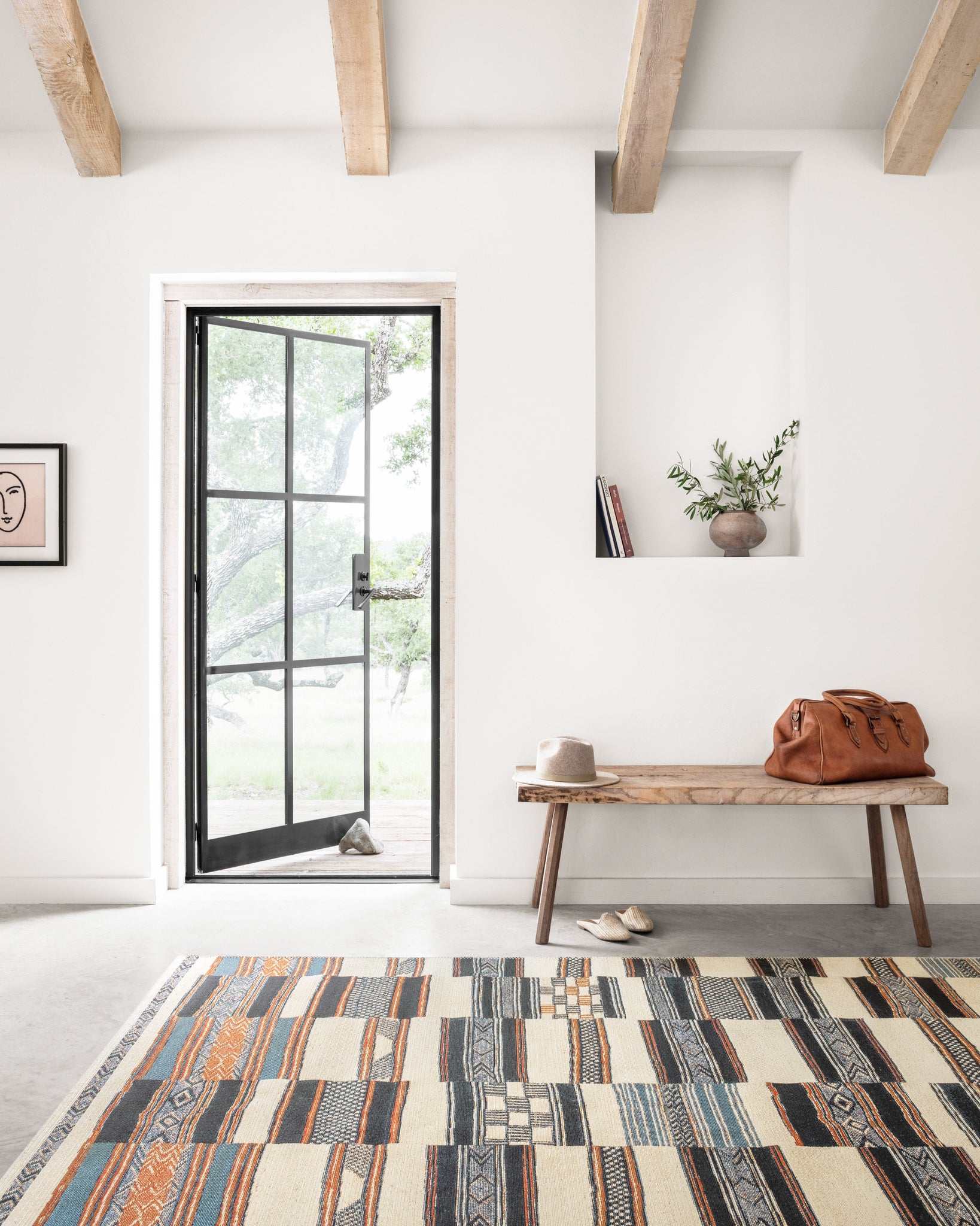 angle view of Mika Ivory / Multi luxury Rug