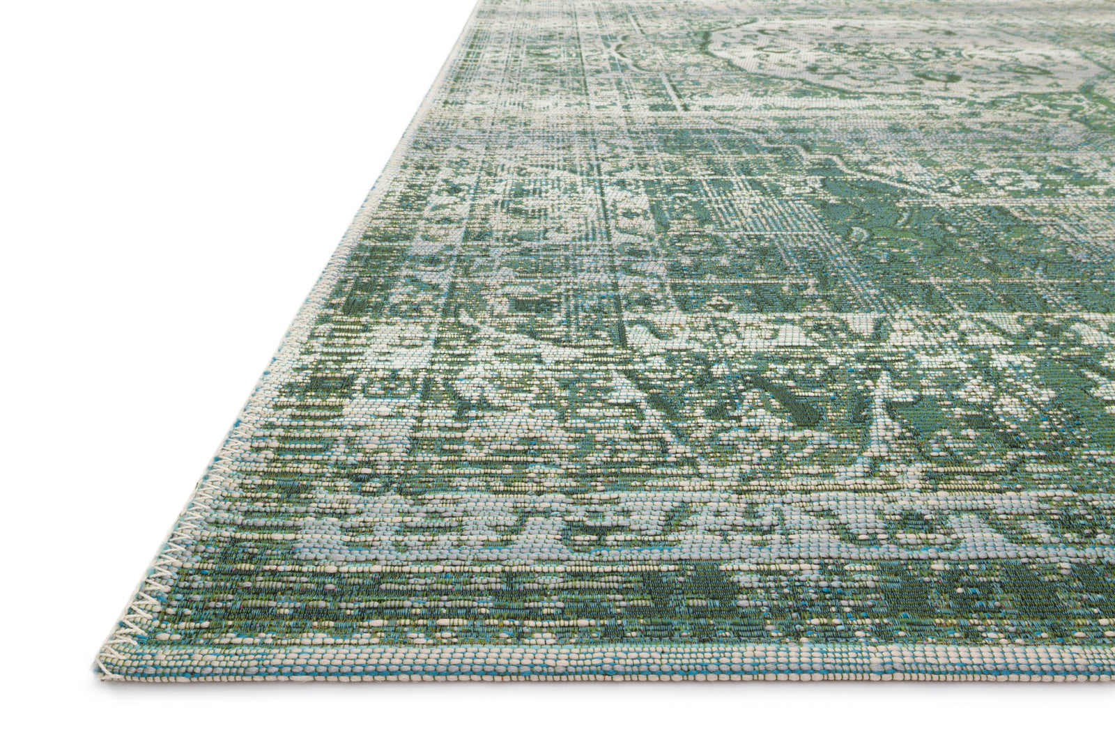 front view of Mika Green / Mist luxury Rug