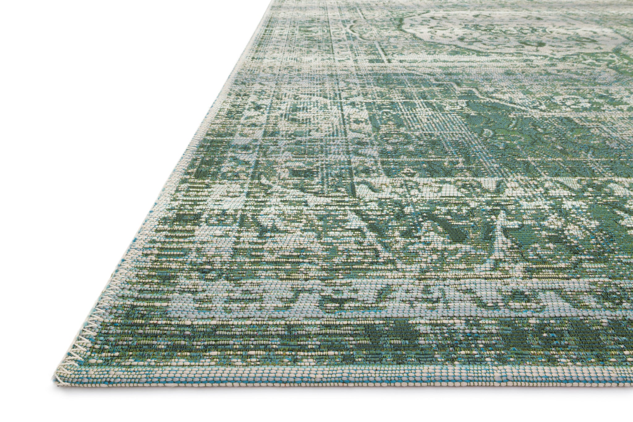 angle view of Mika Green / Mist luxury Rug
