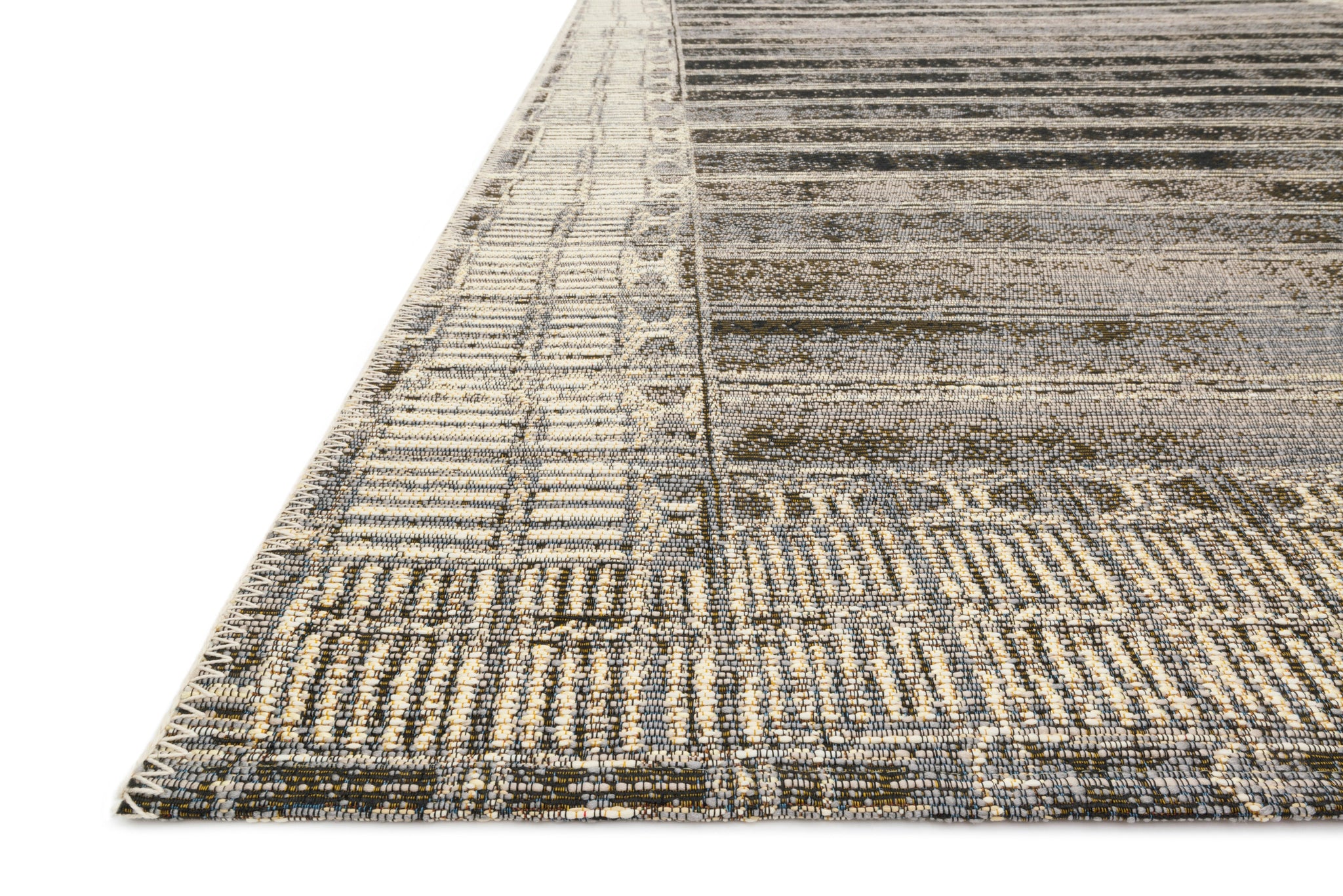 angle view of Mika Charcoal / Ivory luxury Rug