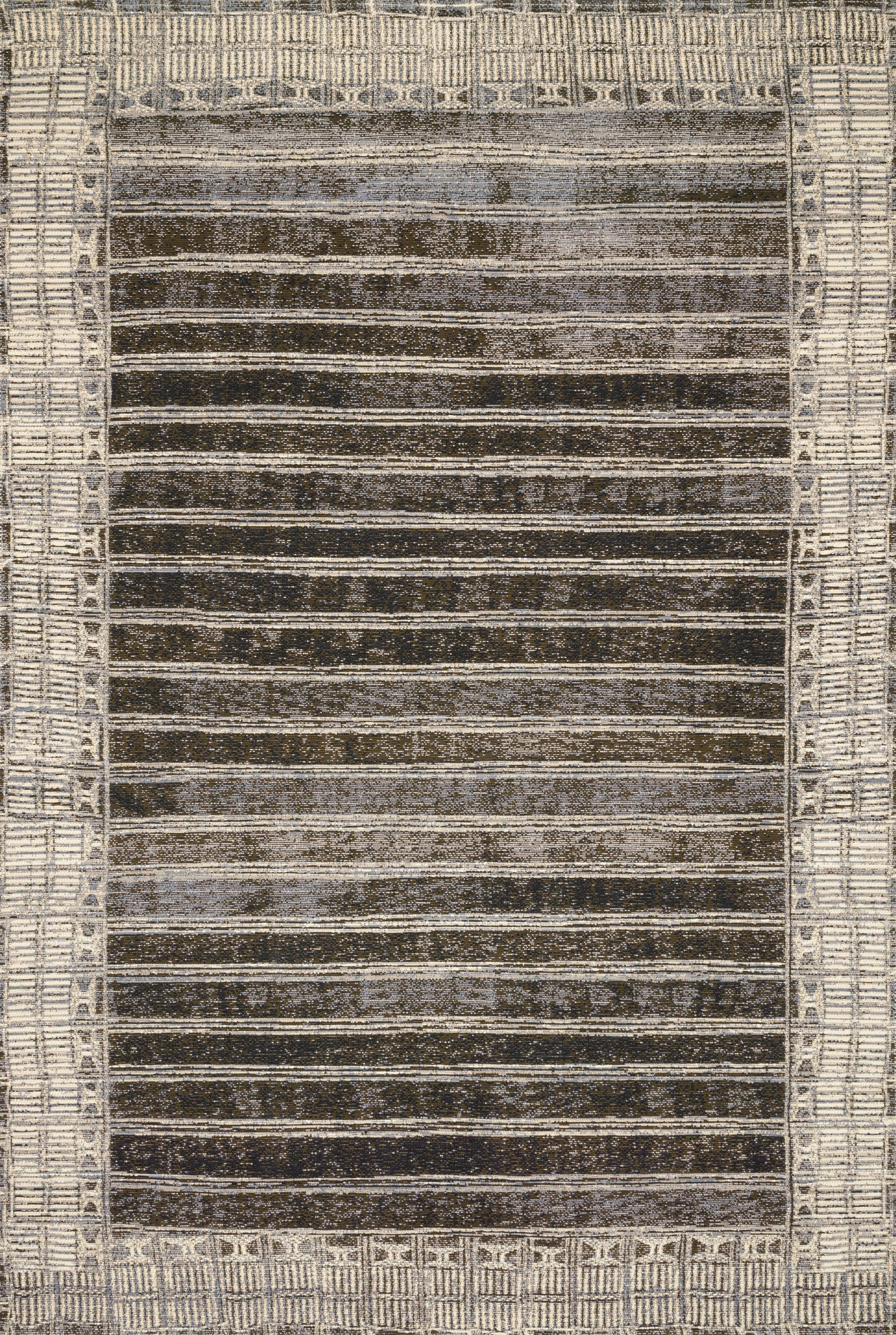 front view of Mika Charcoal / Ivory luxury Rug