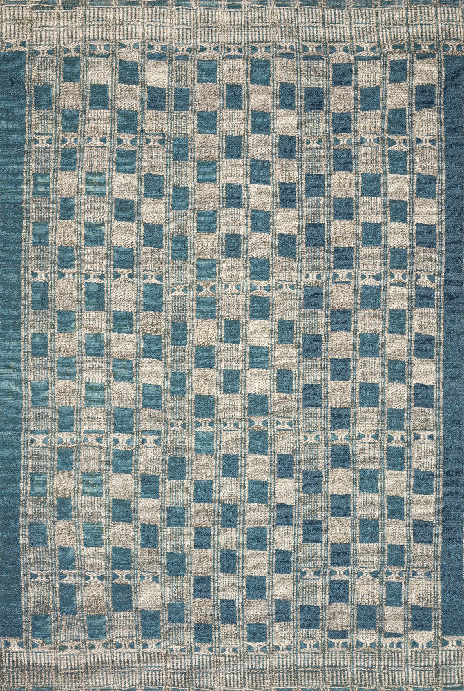 front view of Mika Blue / Ivory luxury Rug