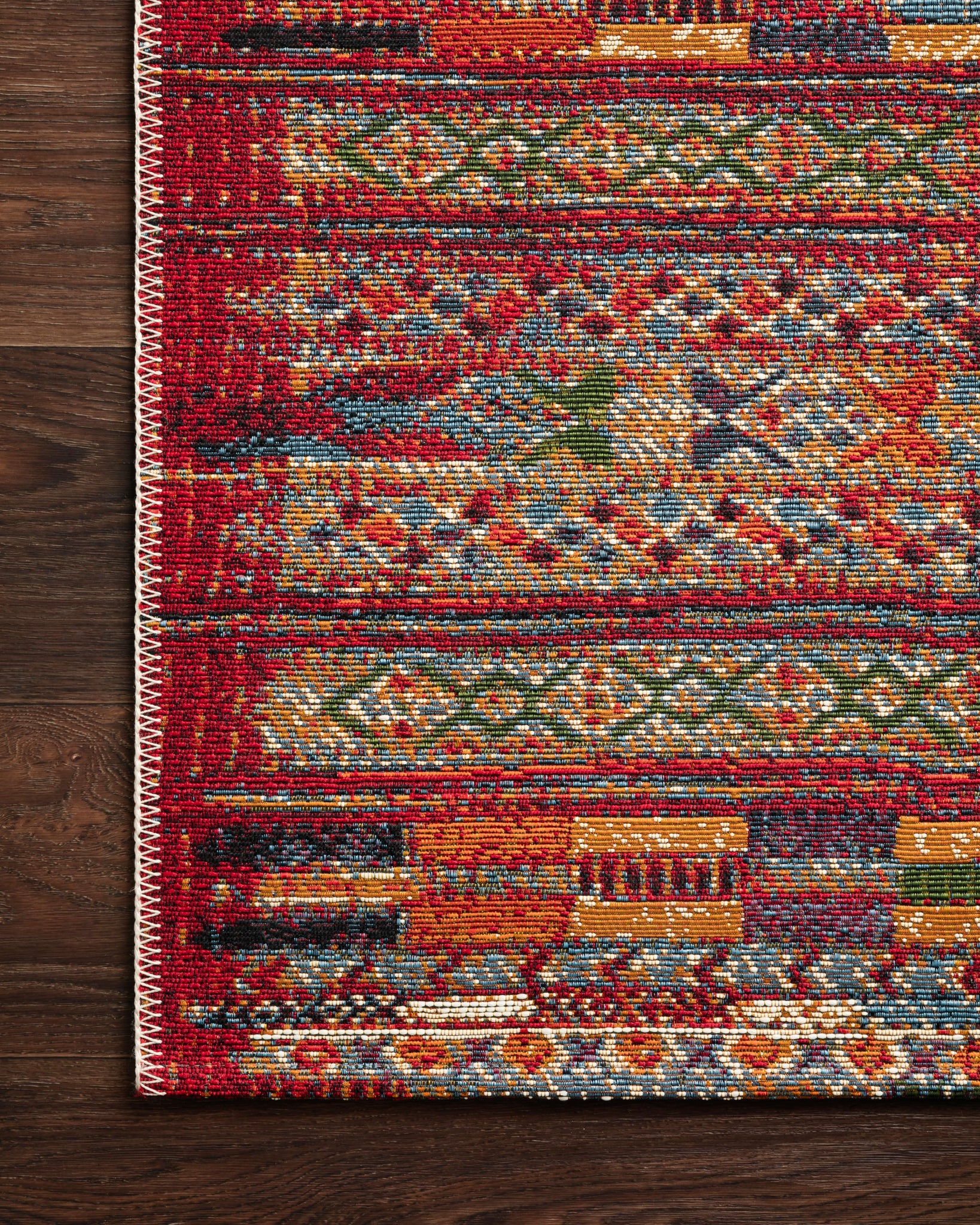 detail view of Mika Red / Multi luxury Rug
