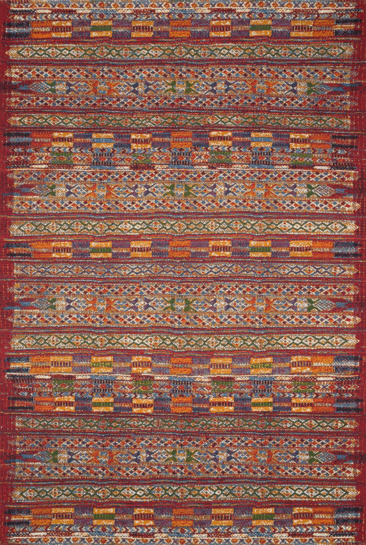 front view of Mika Red / Multi luxury Rug