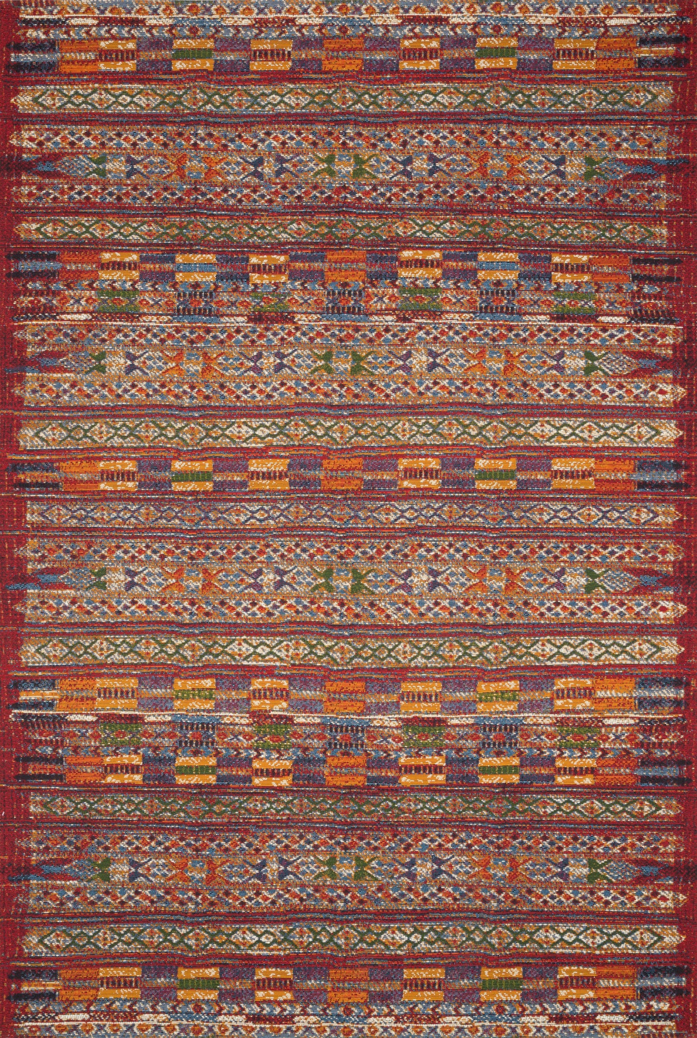 front view of Mika Red / Multi luxury Rug
