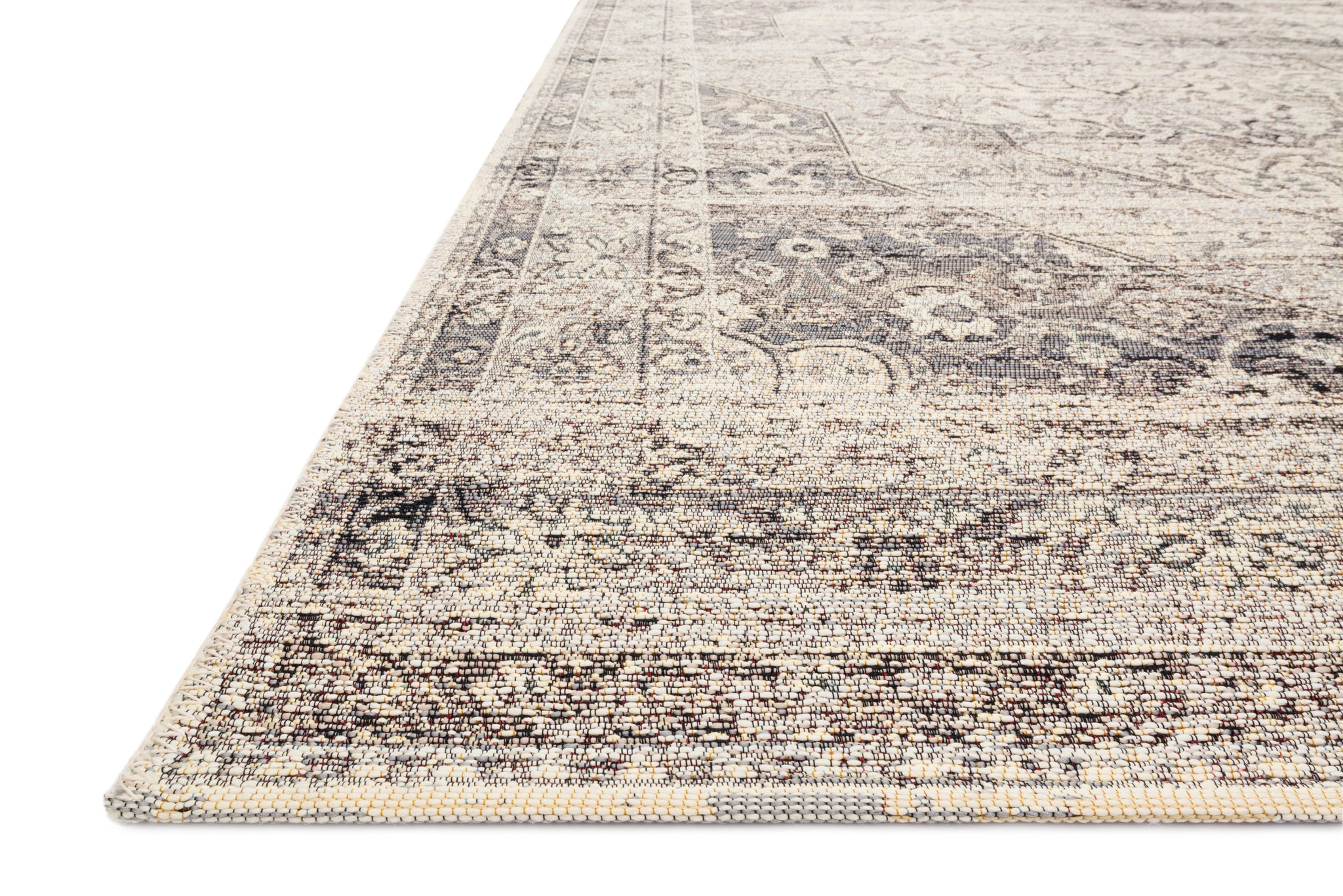 angle view of Mika Stone / Ivory luxury Rug