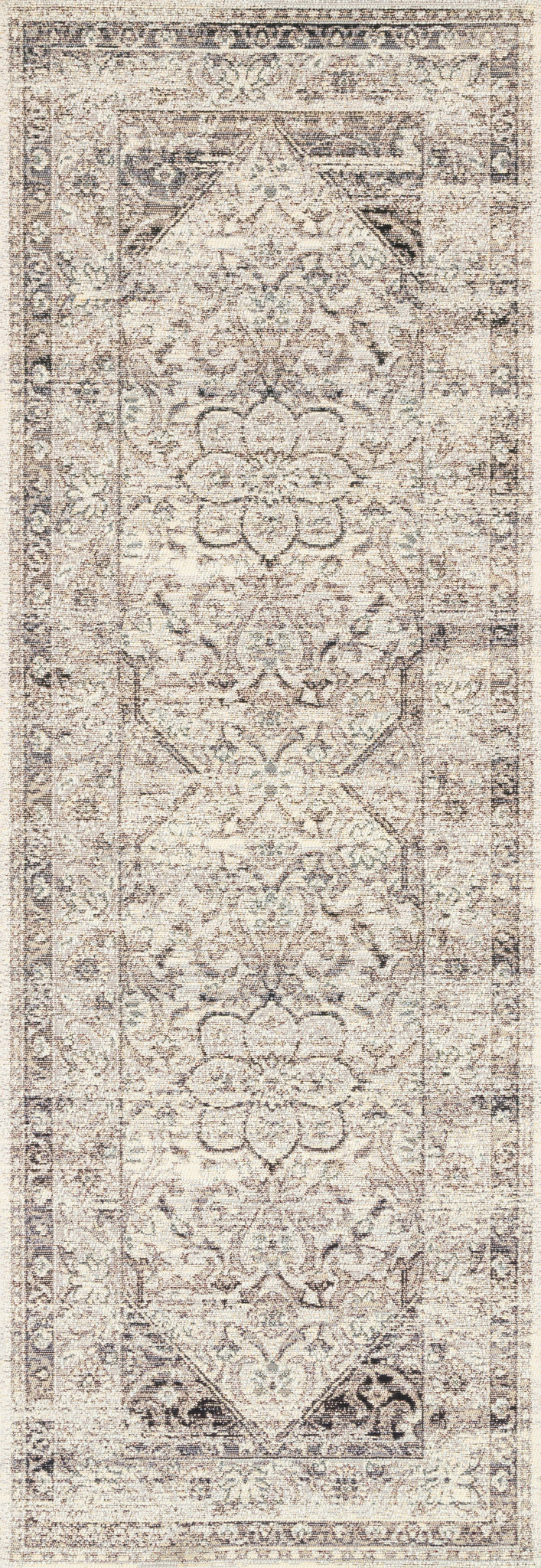 side view of Mika Stone / Ivory luxury Rug