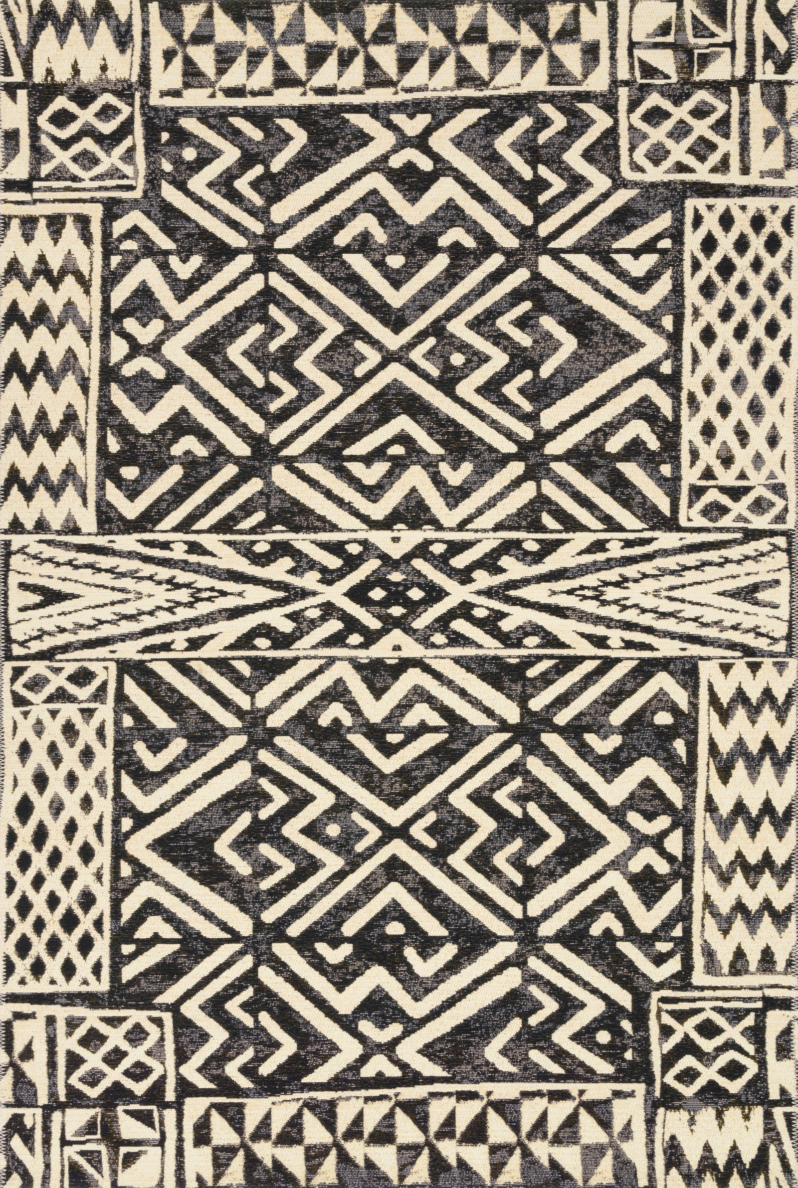 front view of Mika Ivory / Black luxury Rug