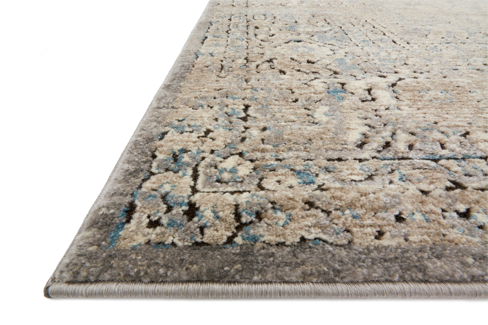 angle view of Millennium Grey / Stone luxury Rug