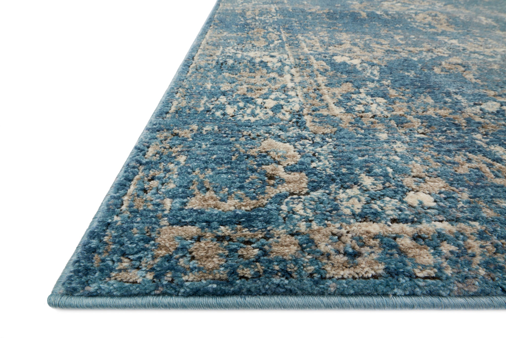 angle view of Millennium Blue / Taupe luxury Rug