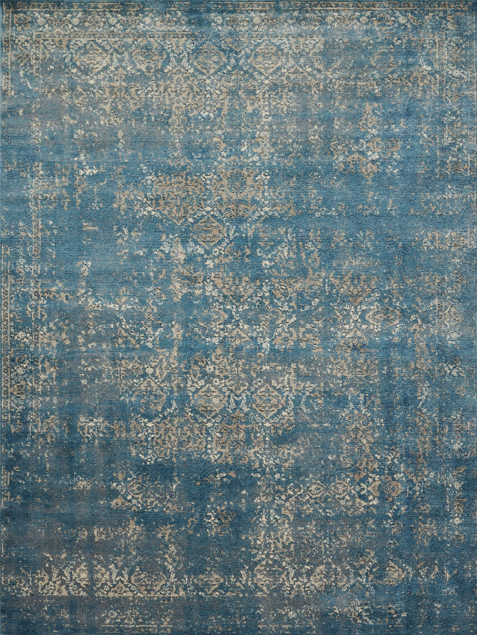 front view of Millennium Blue / Taupe luxury Rug