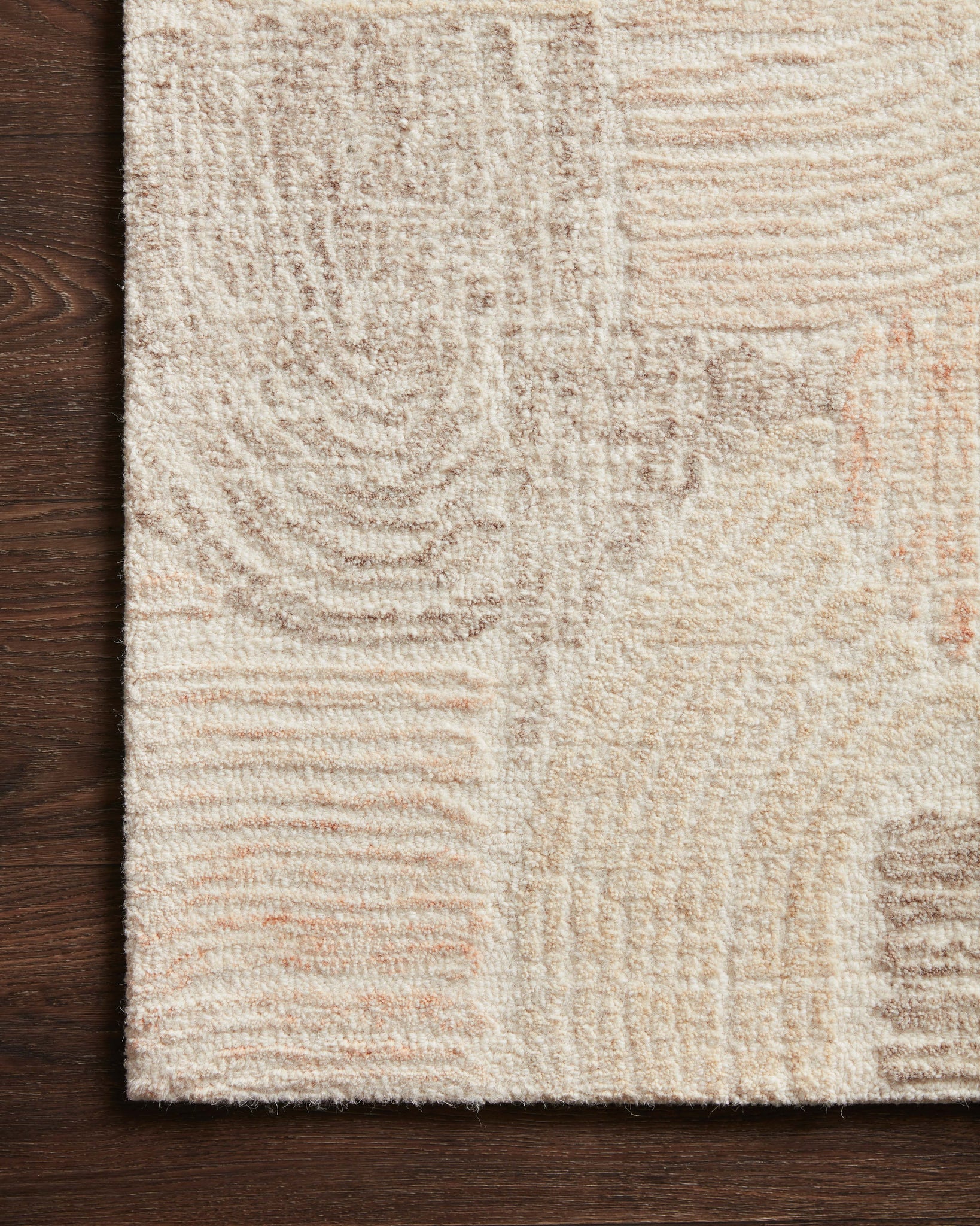 side view of Milo Peach / Pebble luxury Rug
