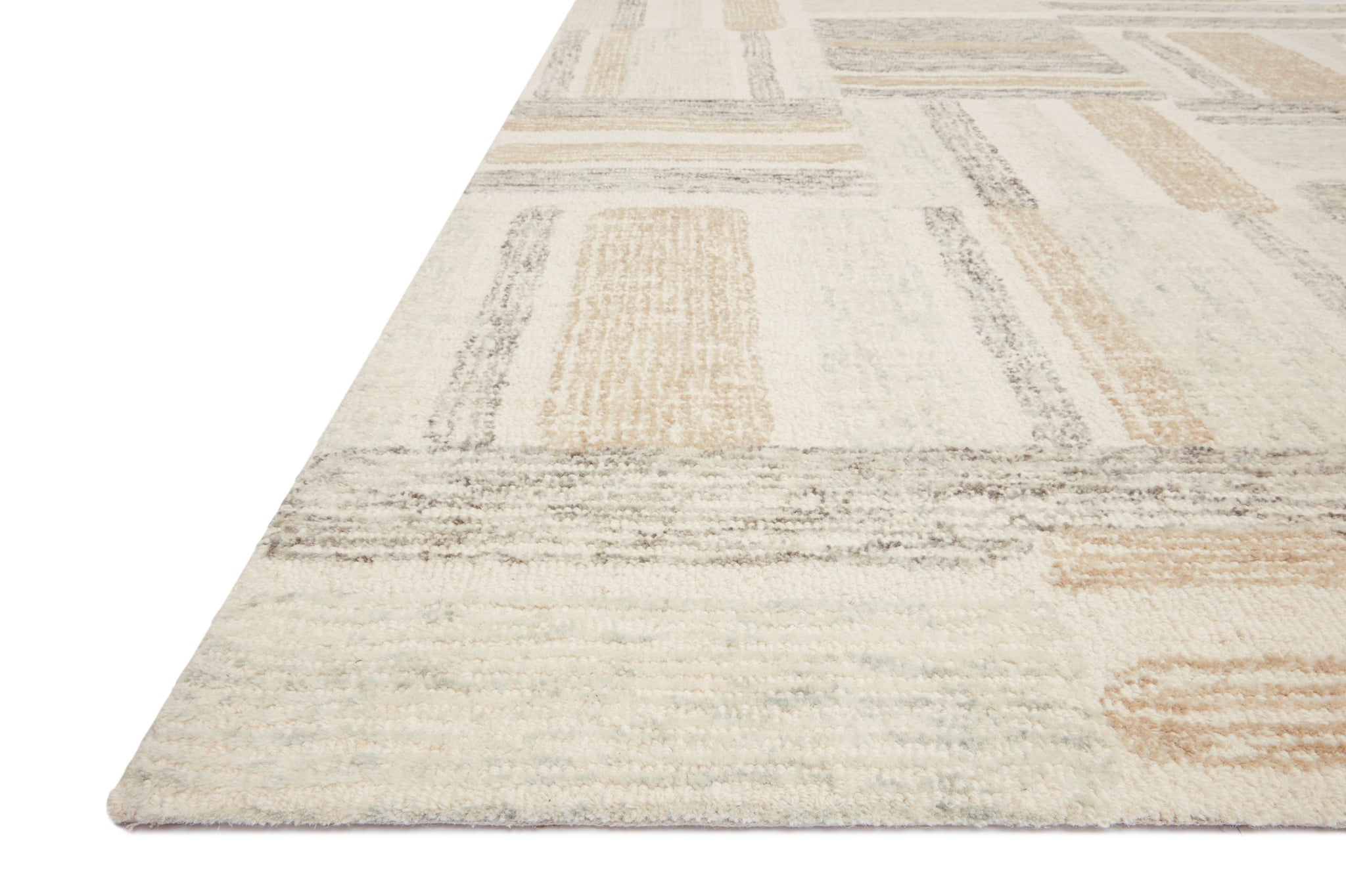 angle view of Milo Slate / Olive luxury Rug