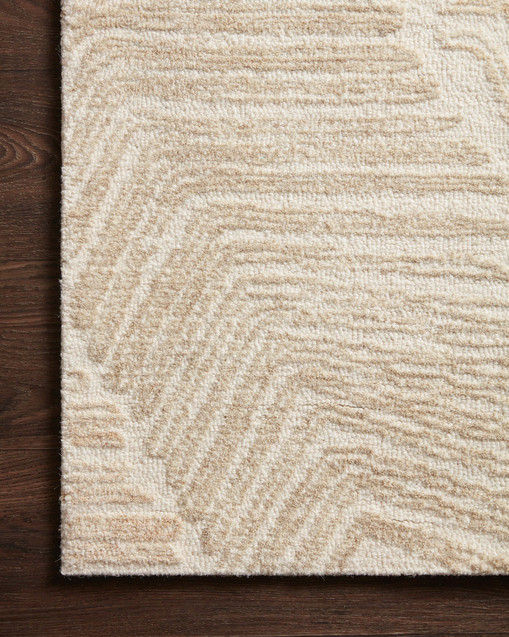 side view of Milo Olive / Natural luxury Rug