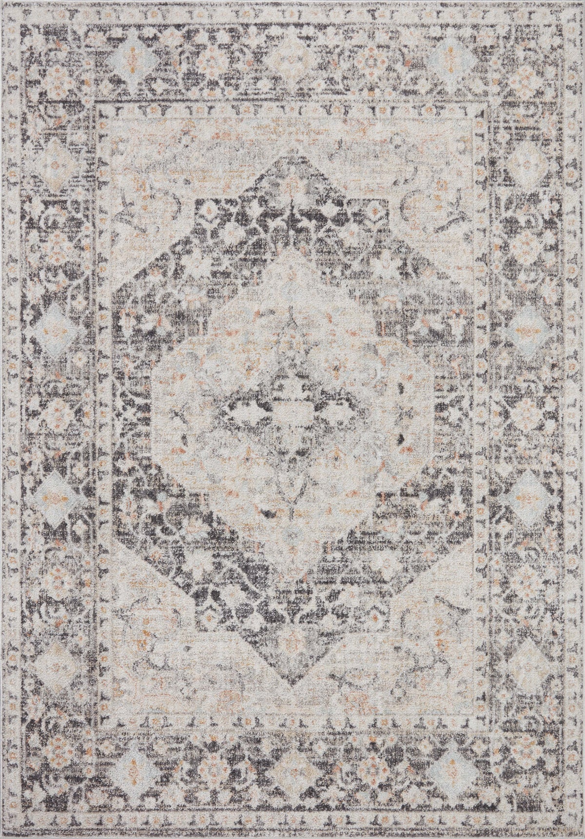front view of Monroe Charcoal / Multi luxury Rug