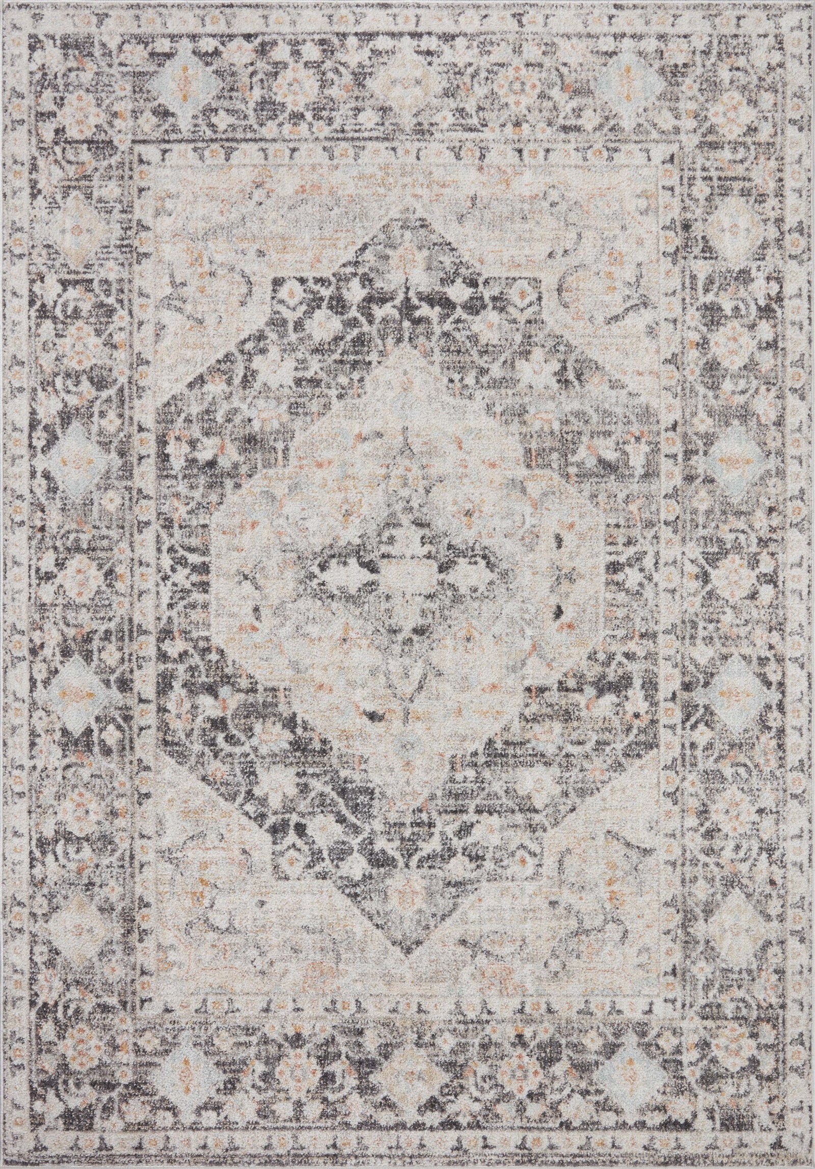 front view of Monroe Charcoal / Multi luxury Rug